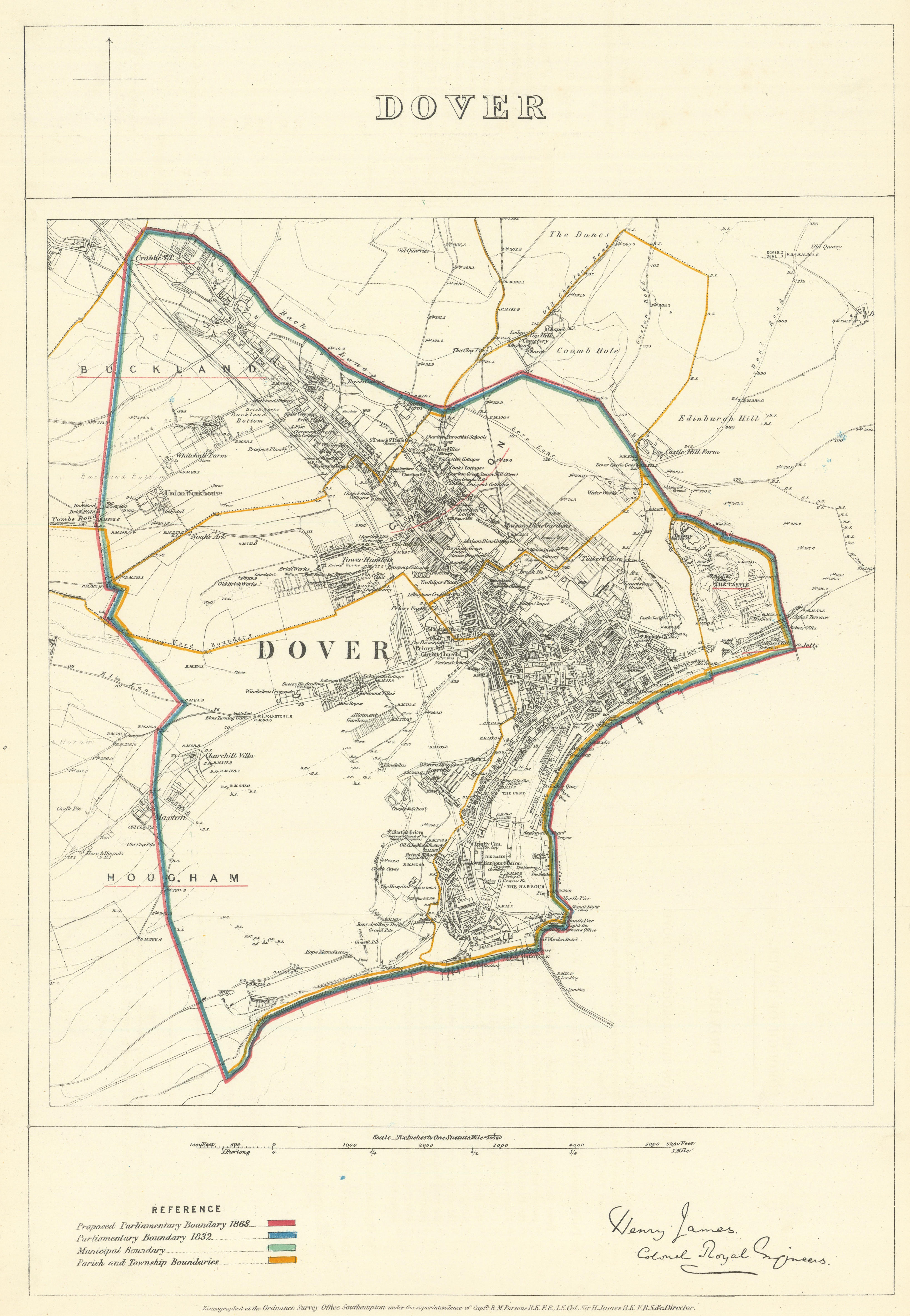 Associate Product Dover, Kent. JAMES. Parliamentary Boundary Commission 1868 old antique map