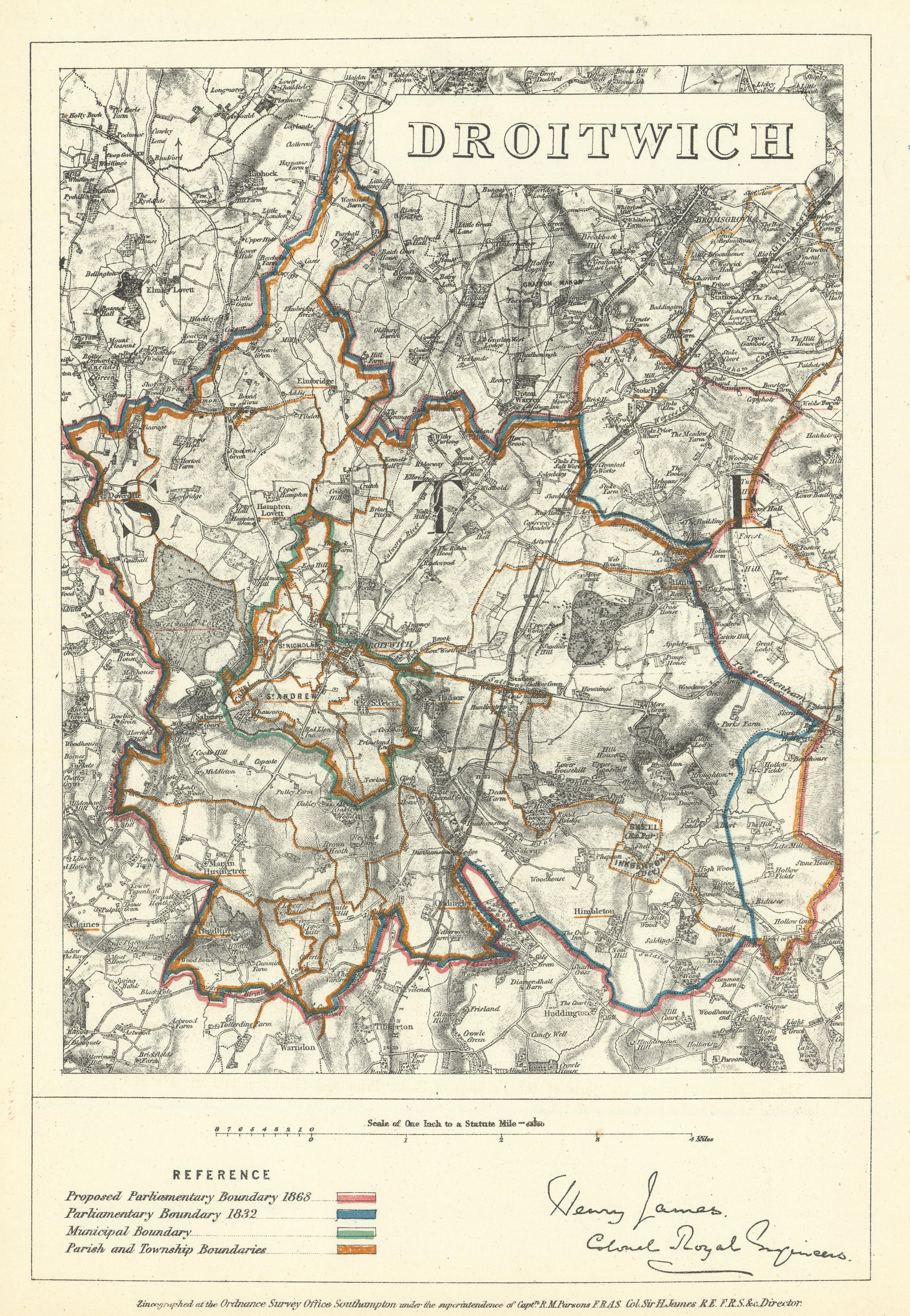 Associate Product Droitwich, Worcestershire. JAMES. Parliamentary Boundary Commission 1868 map
