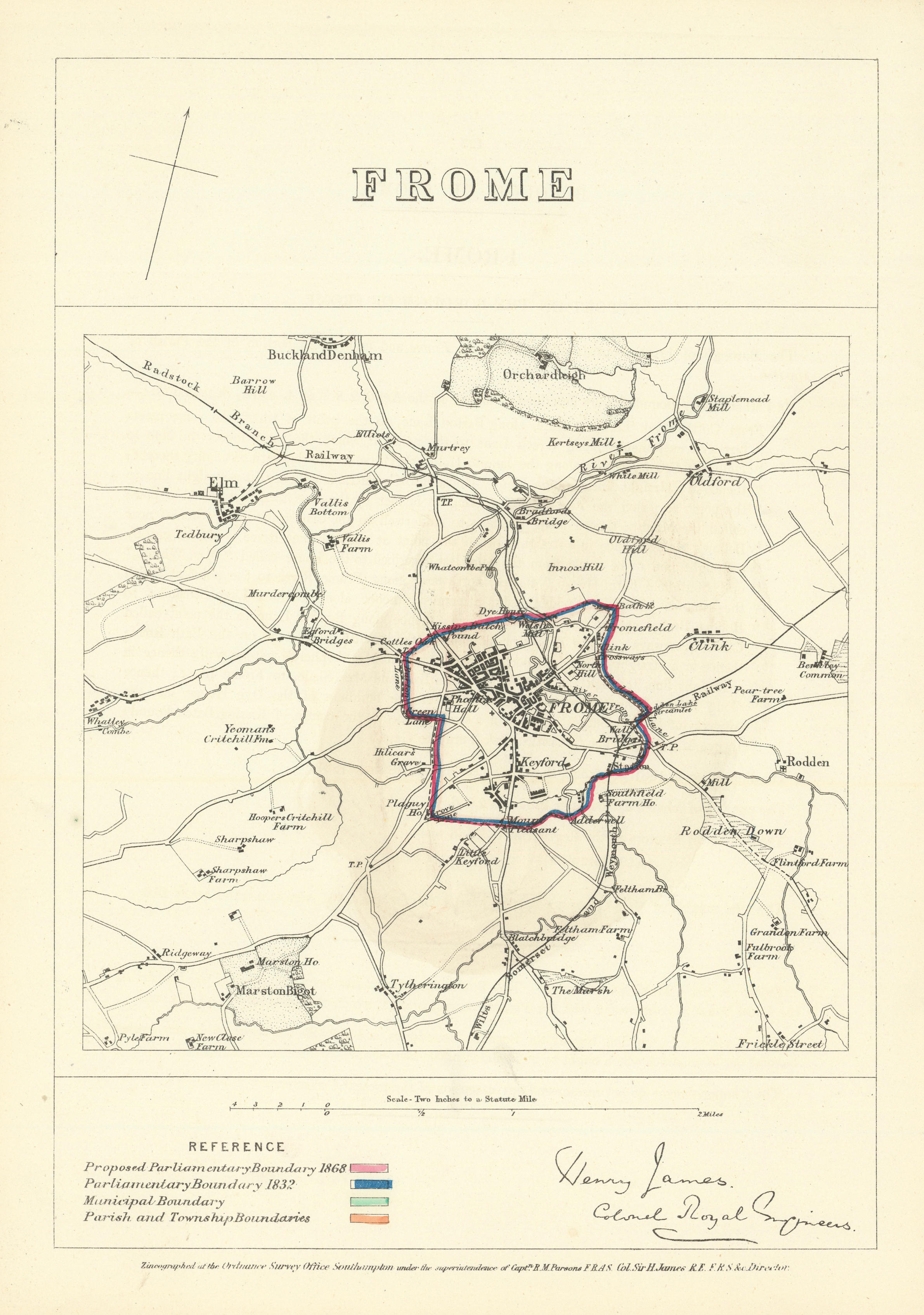 Associate Product Frome, Somerset. JAMES. Parliamentary Boundary Commission 1868 old antique map