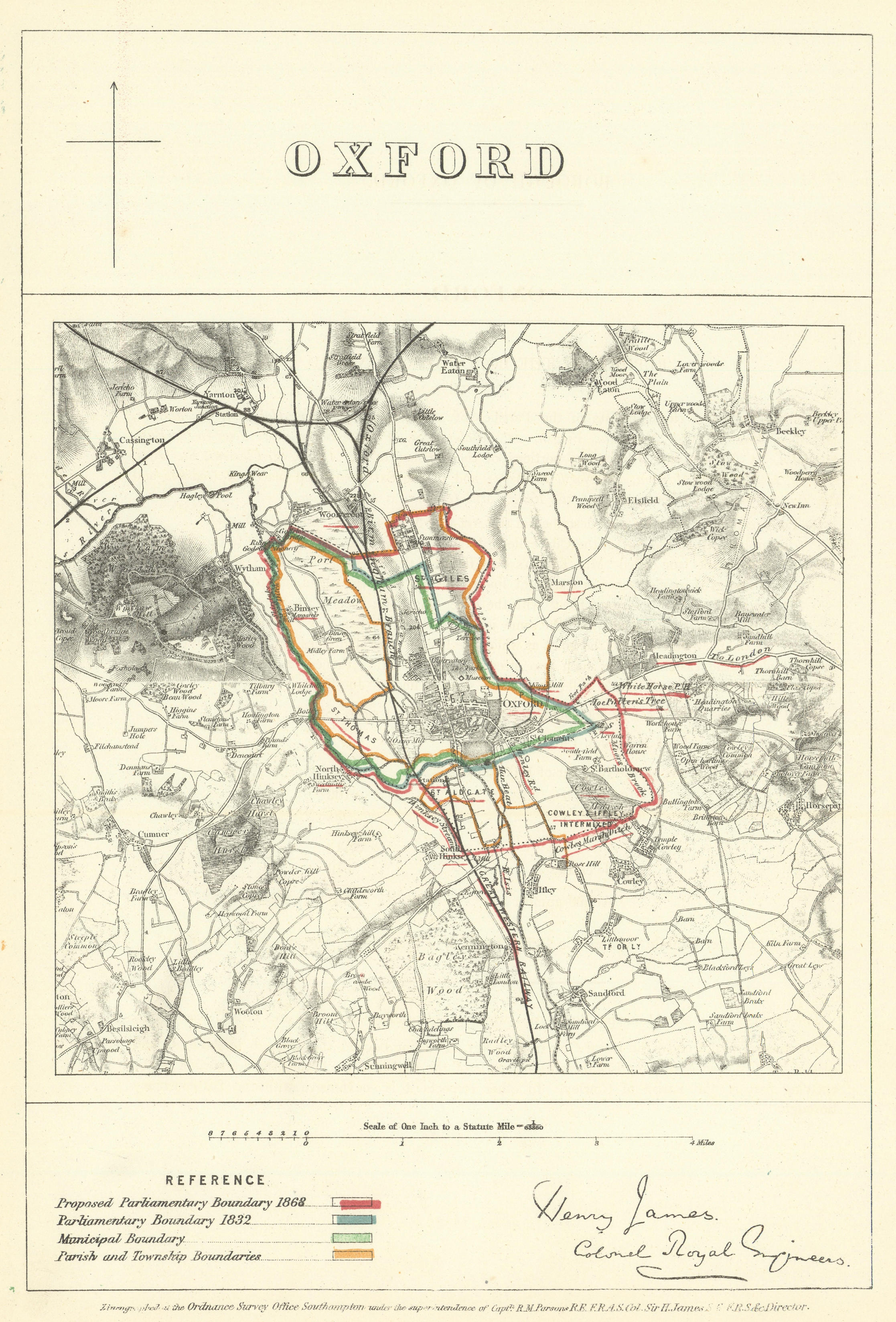 Associate Product Oxford, Oxfordshire. JAMES. Parliamentary Boundary Commission 1868 old map