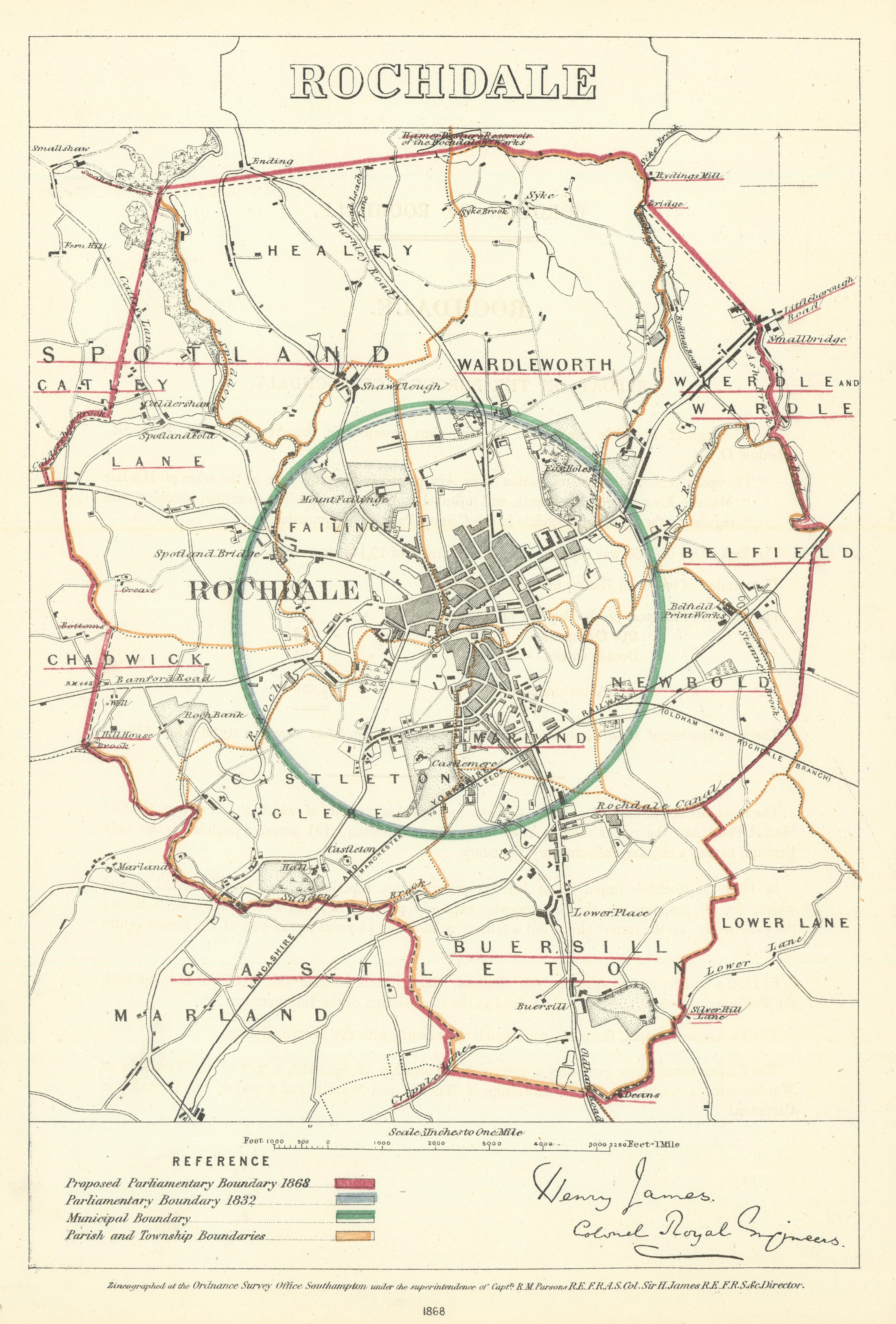 Preston, Lancashire. JAMES. Parliamentary Boundary Commission 1868 old map