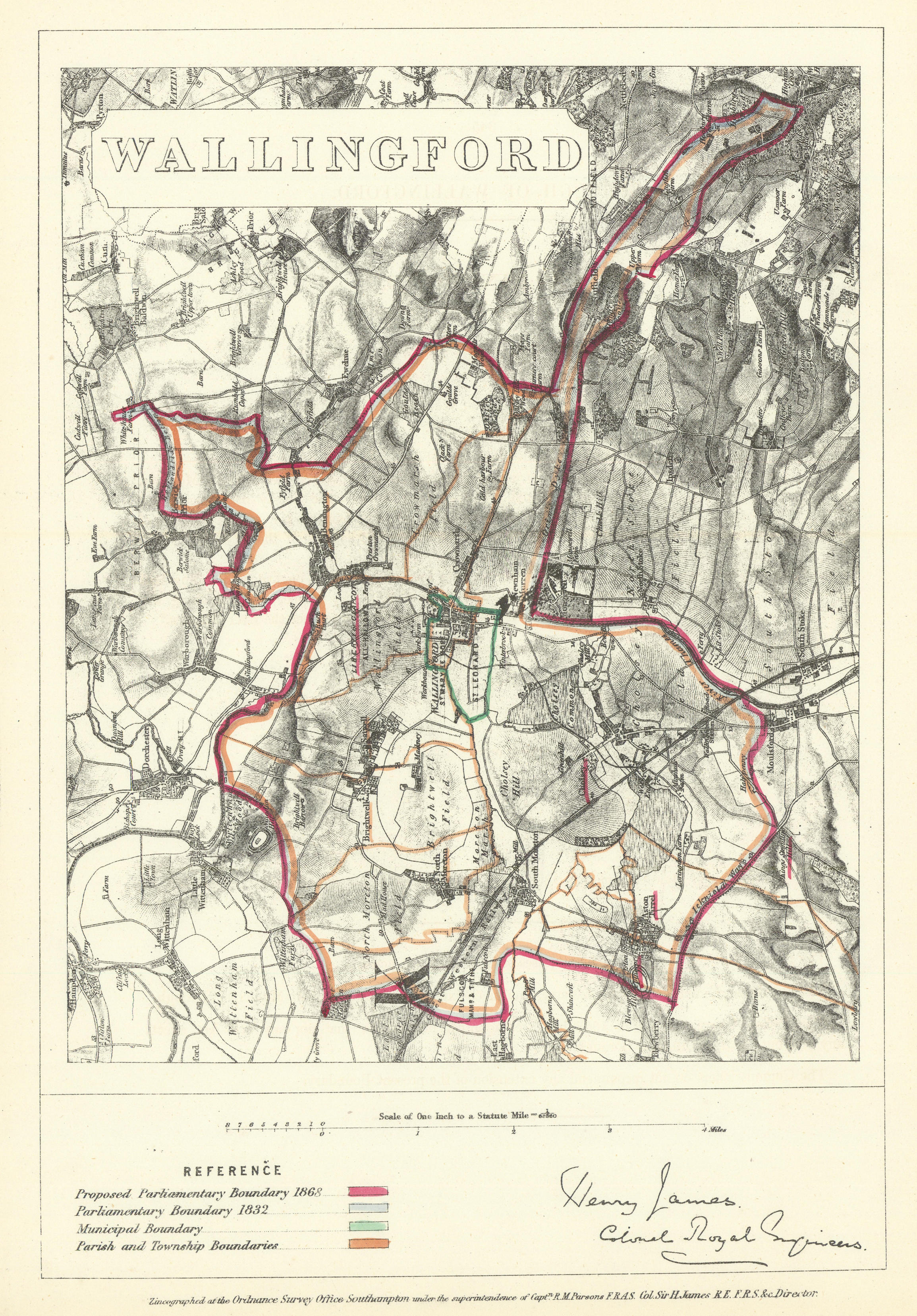 Associate Product Wallingford, Berkshire. JAMES. Parliamentary Boundary Commission 1868 old map