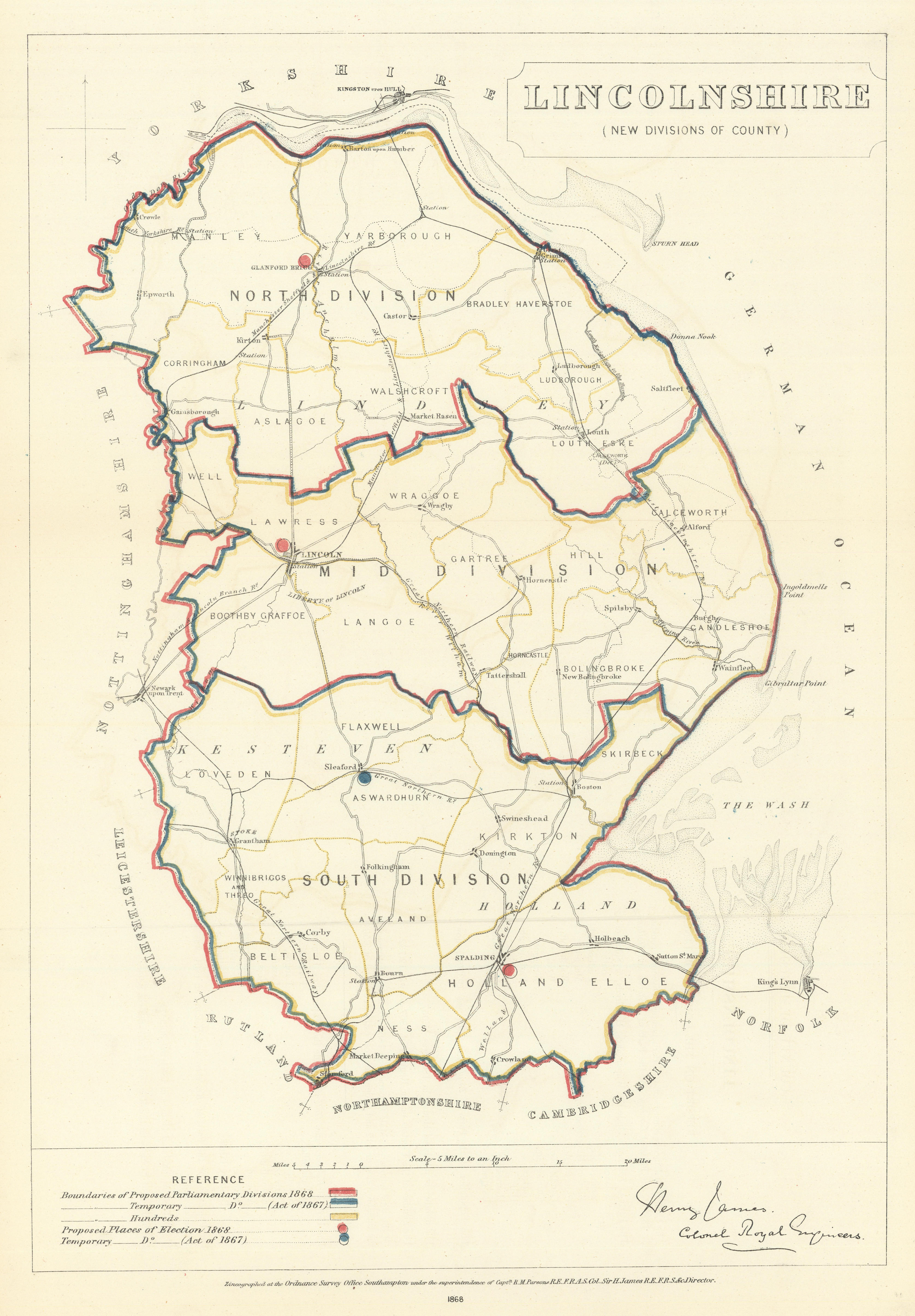 Associate Product Lincolnshire (New divisions of County). JAMES. Boundary Commission 1868 map