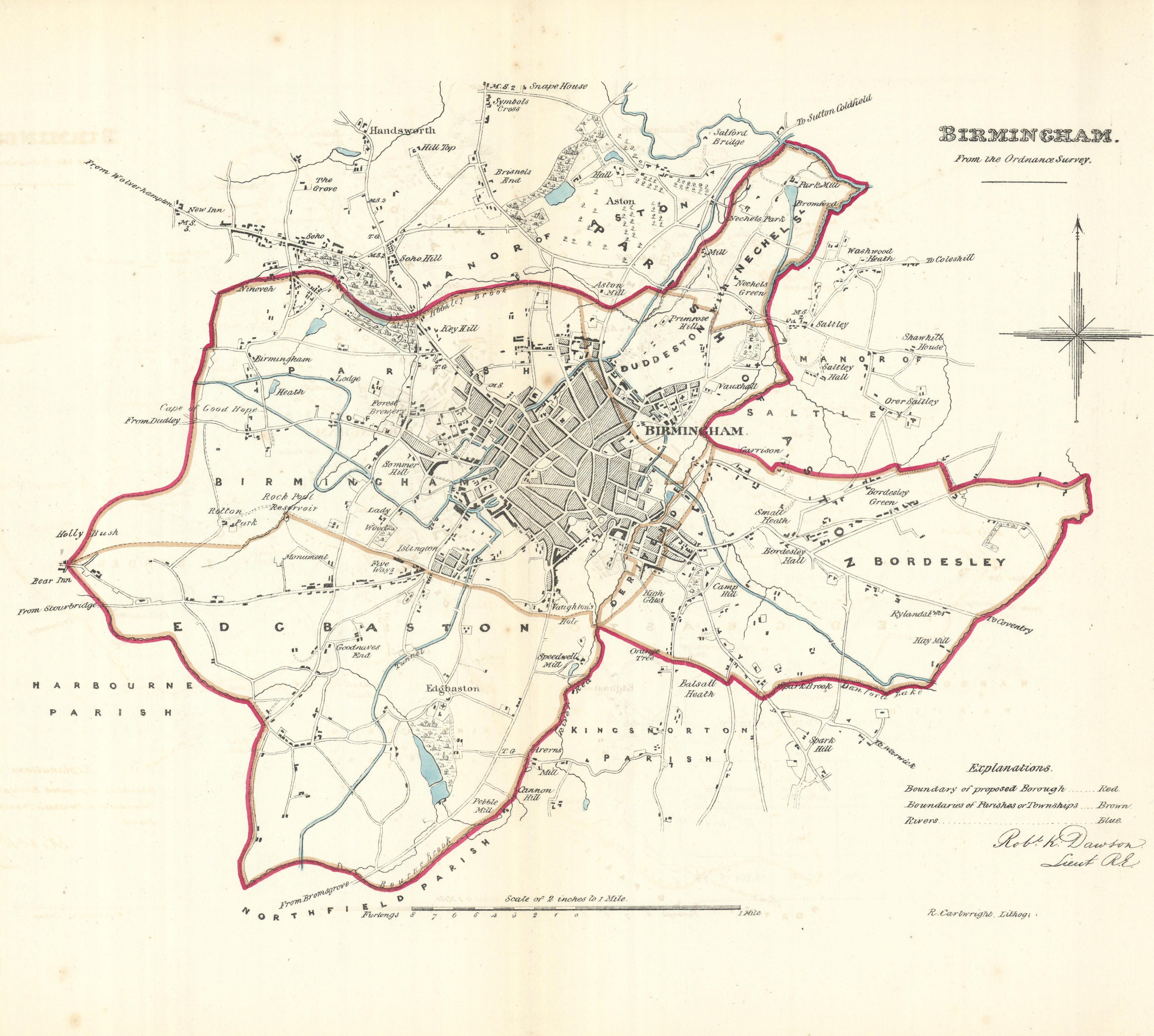 Associate Product BIRMINGHAM borough/town/city plan. REFORM ACT. Edgbaston Aston. DAWSON 1832 map