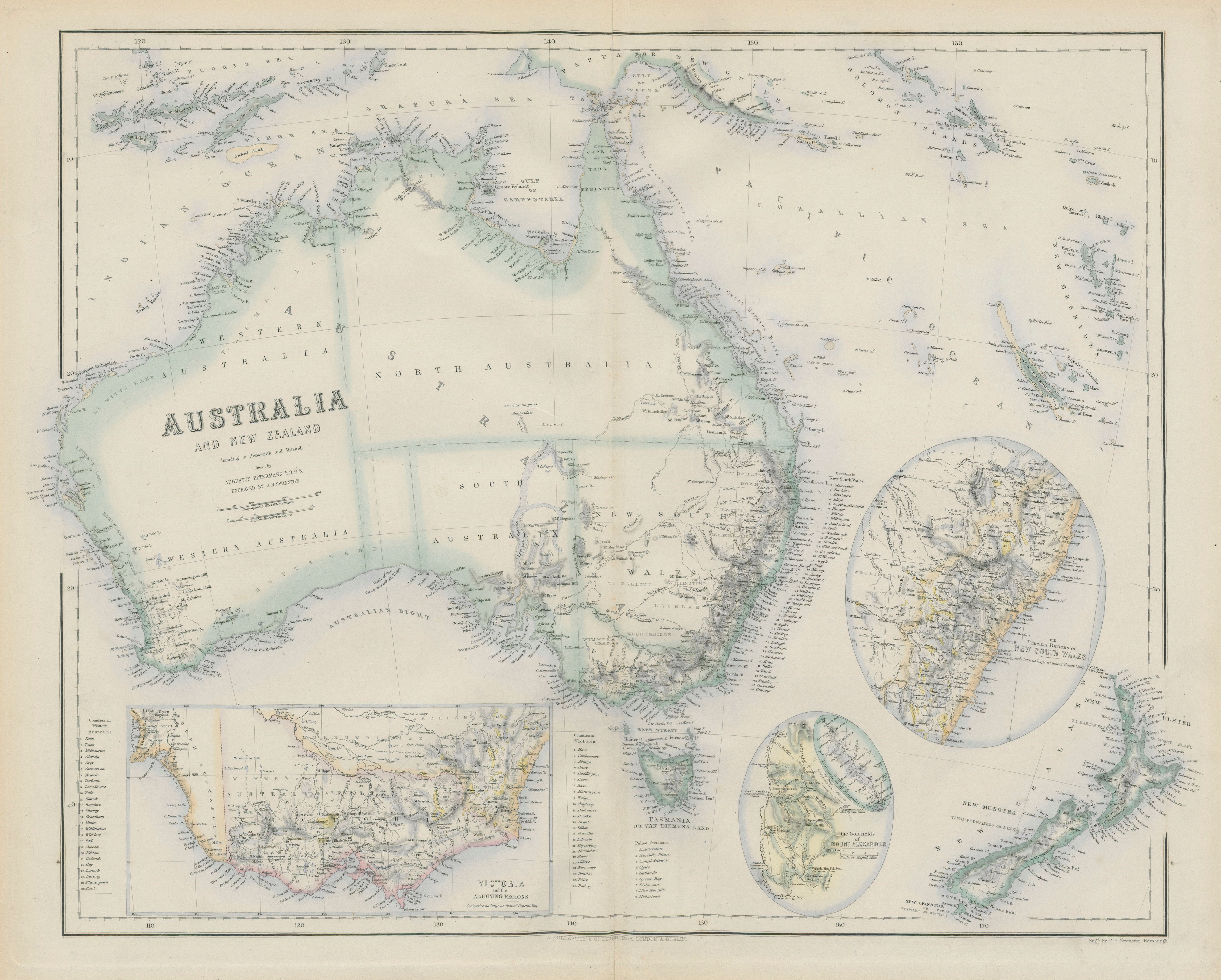 Associate Product Australia & New Zealand. Victoria. Mount Alexander goldfields. SWANSTON 1860 map