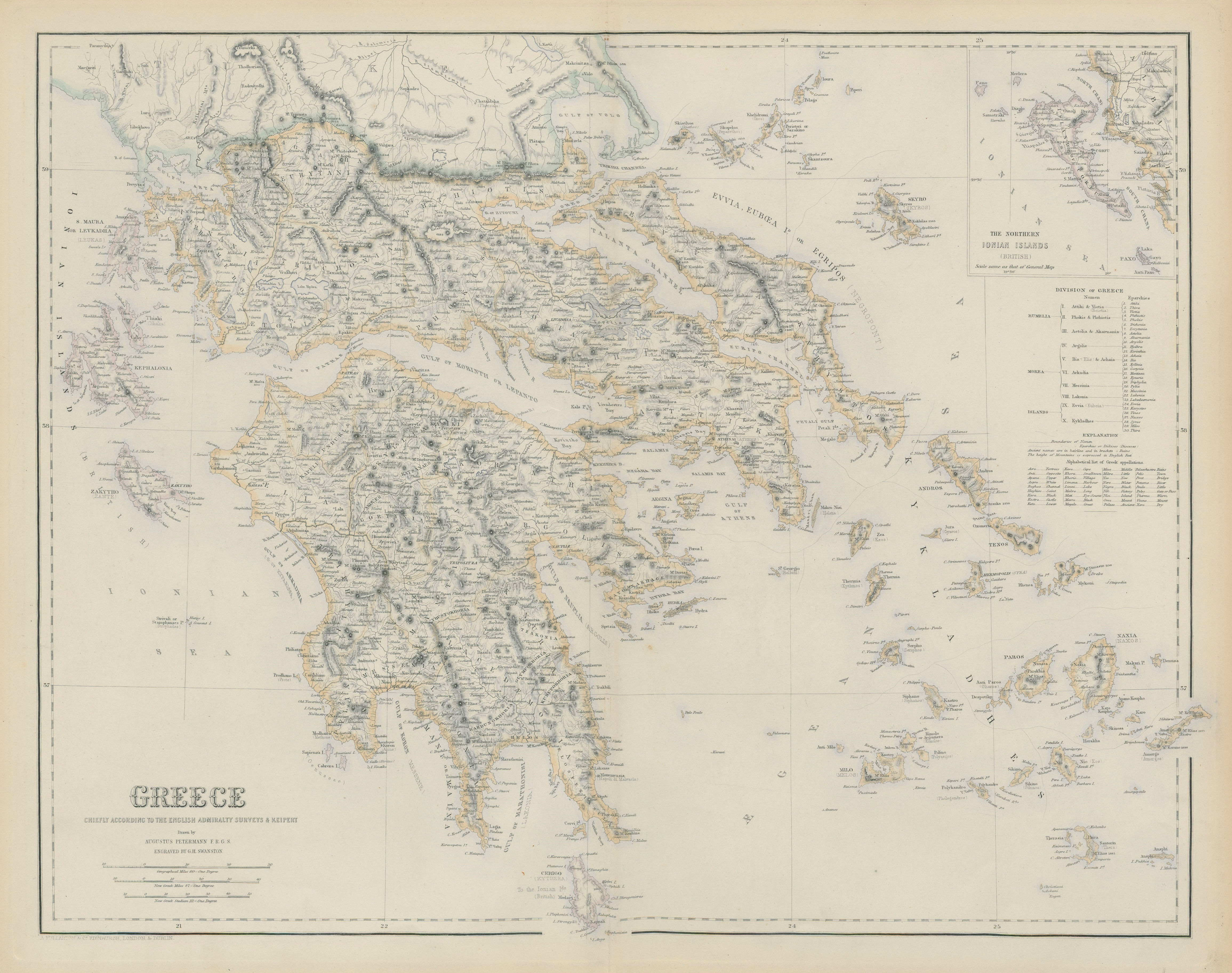 Associate Product Greece & the Aegean. British Northern Ionian Islands. Corfu. SWANSTON 1860 map