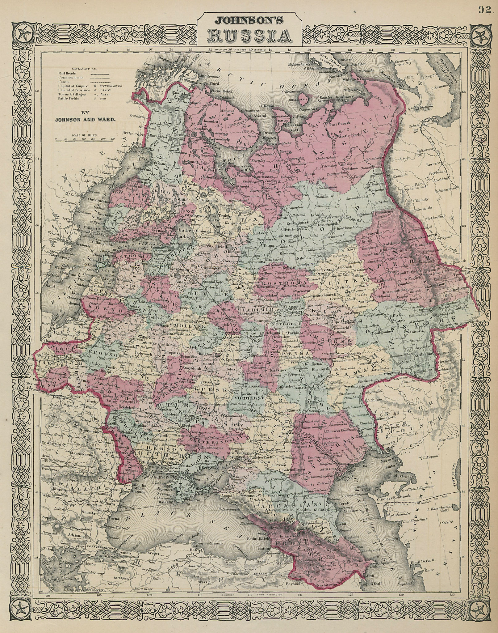 Associate Product Johnson's Russia in Europe. Ukraine Poland Baltics Finland Caucasus 1865 map