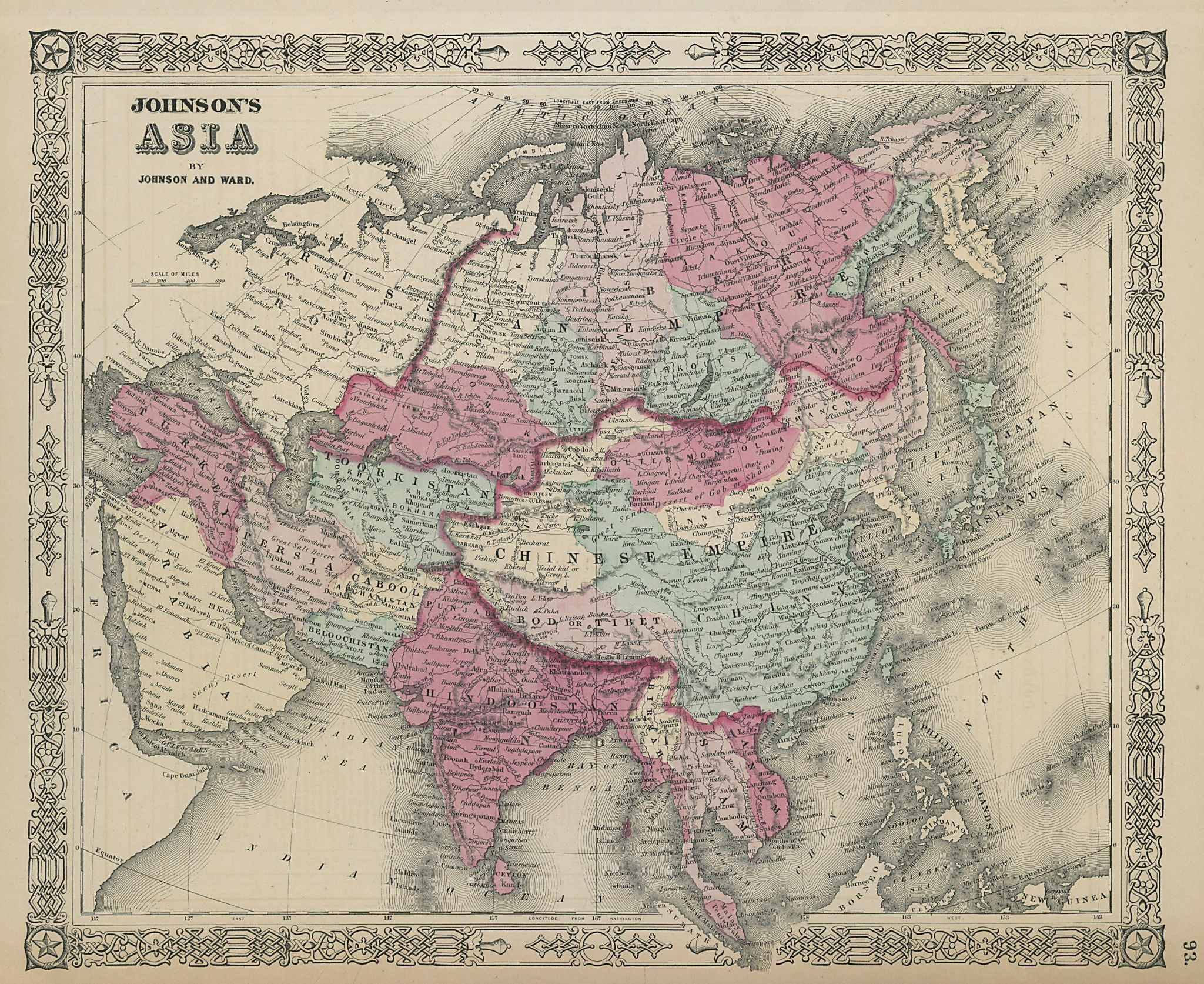 Associate Product Johnson's Asia. Bod or Tibet. Toorkistan Cabool Birmah Persia Corea 1865 map