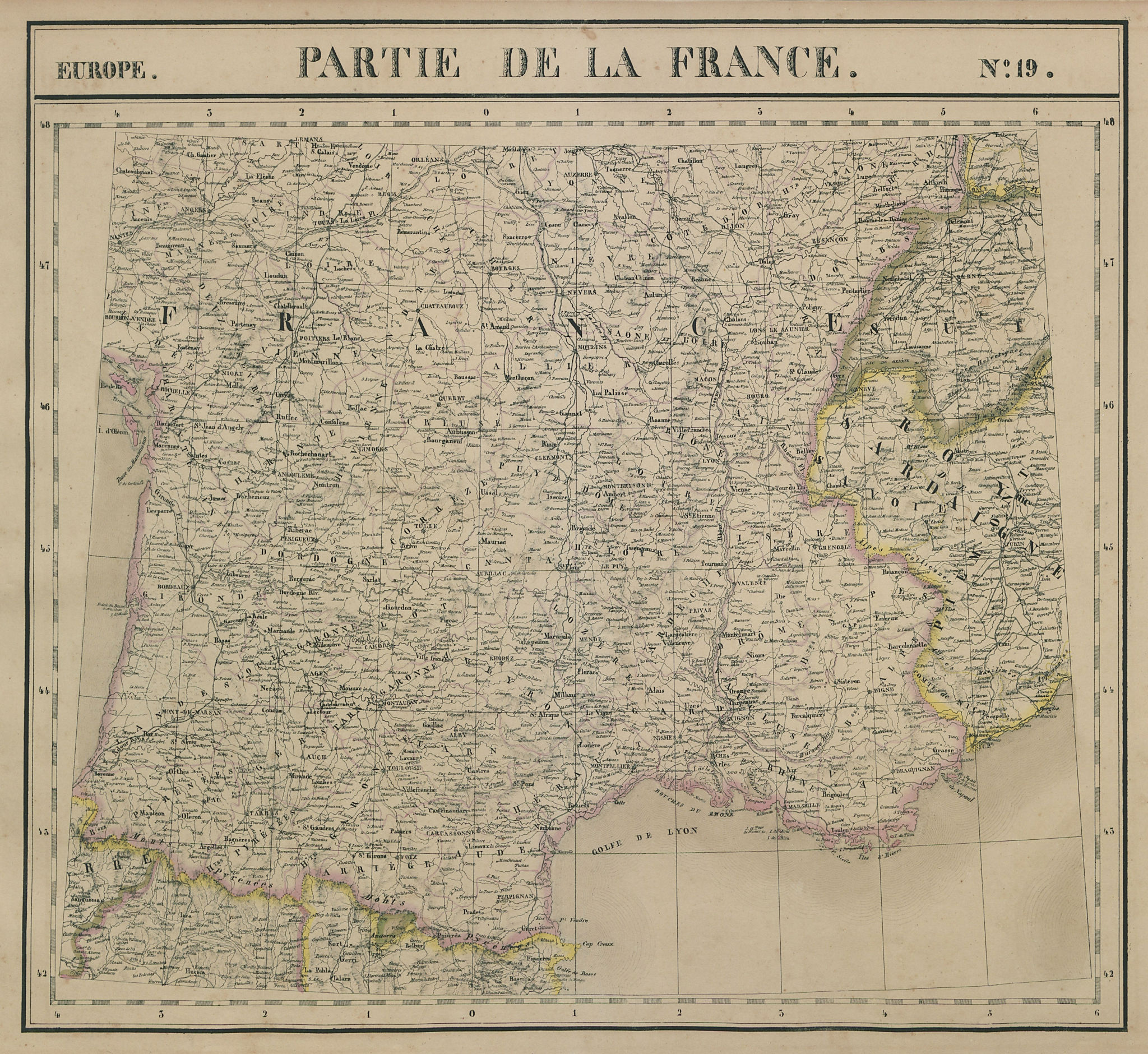 Associate Product Europe. France #19 Southern France & Savoie. VANDERMAELEN 1827 old antique map