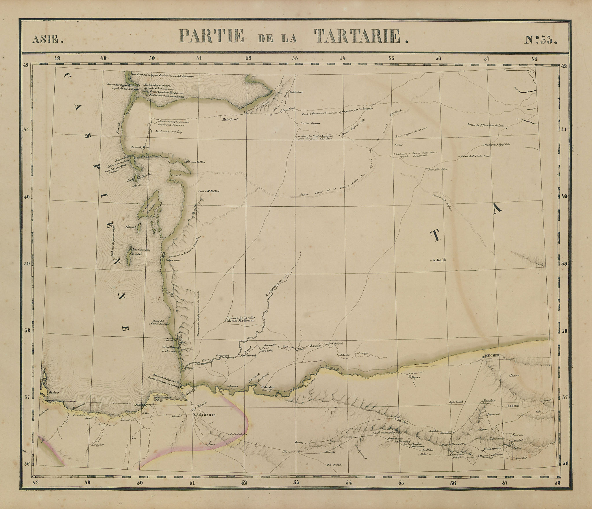 Associate Product Asie. Tartarie #53 Caspian Sea. Turkmenistan Iran. VANDERMAELEN 1827 old map