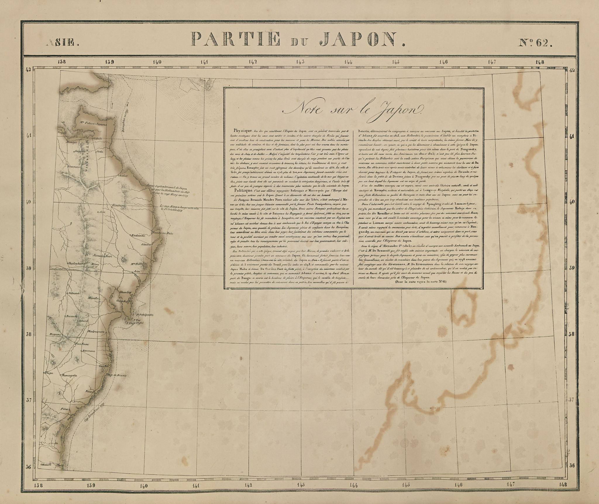Associate Product Asie. Partie du Japon #62 Japan. East-central Honshu coast VANDERMAELEN 1827 map