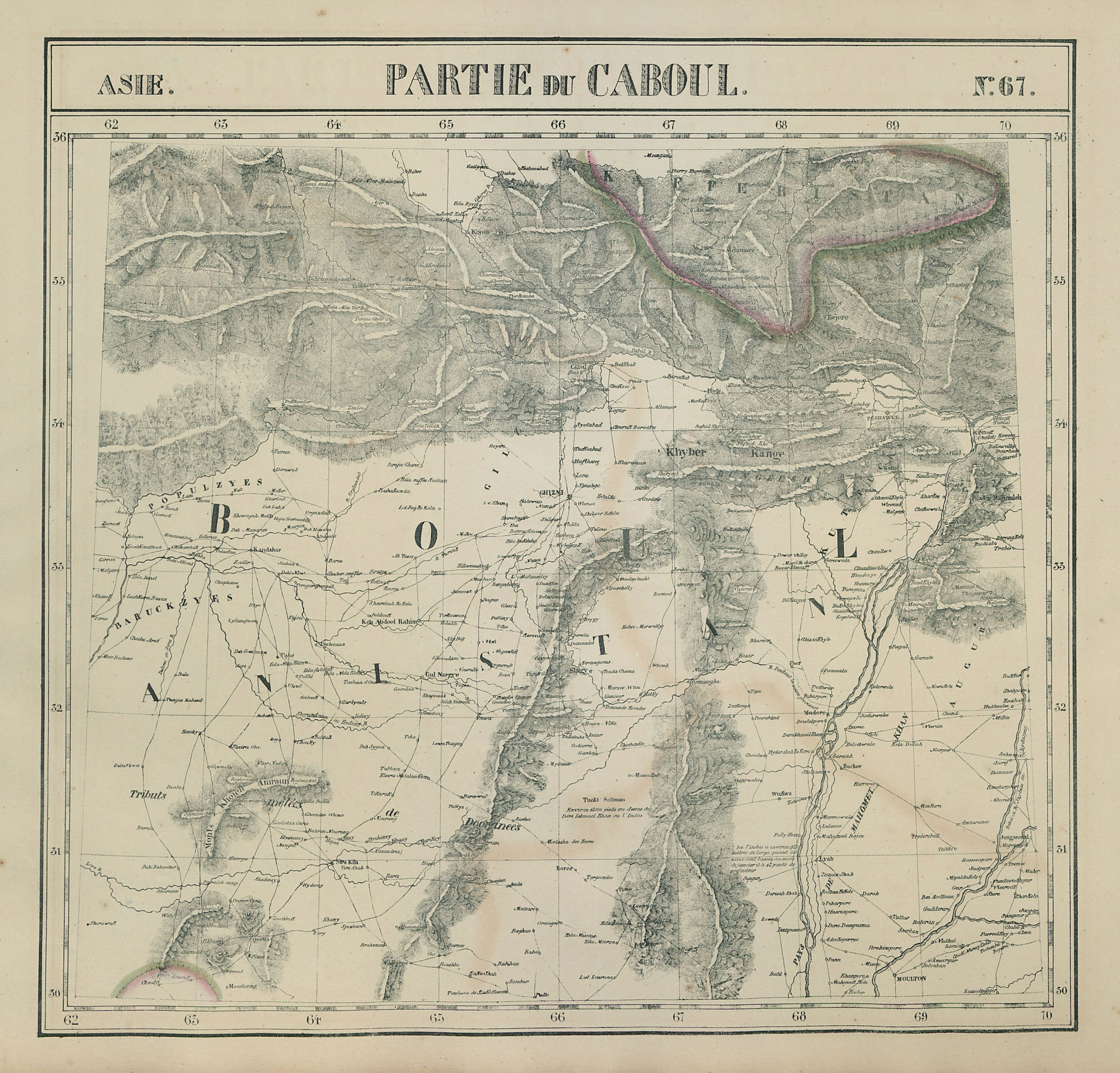 Associate Product Asie. Partie du Caboul #67 East Afghanistan. West Pakistan VANDERMAELEN 1827 map