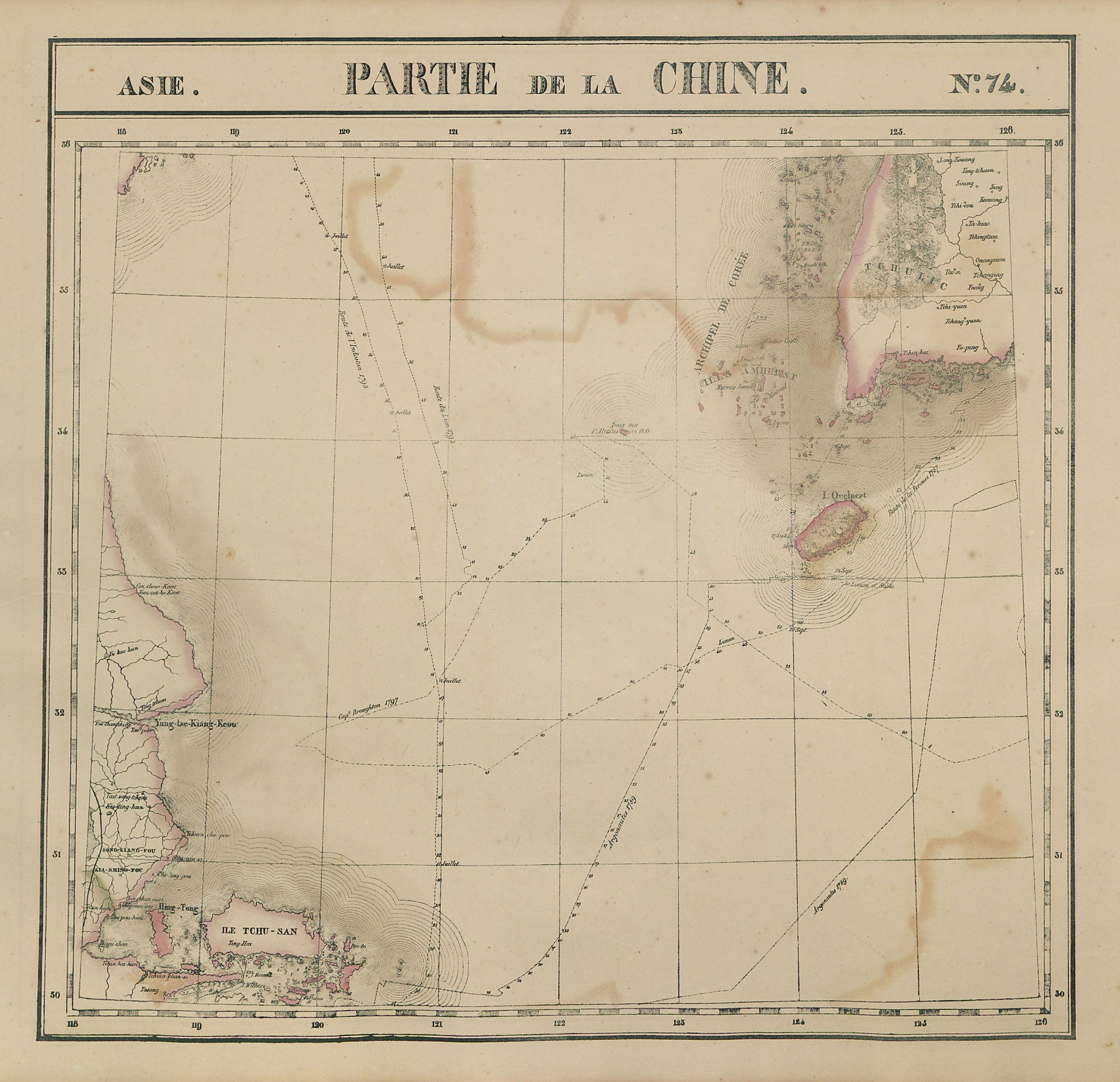 Associate Product Asie. Chine #74 China Jiangsu Zhejiang. SW Korea. VANDERMAELEN 1827 old map