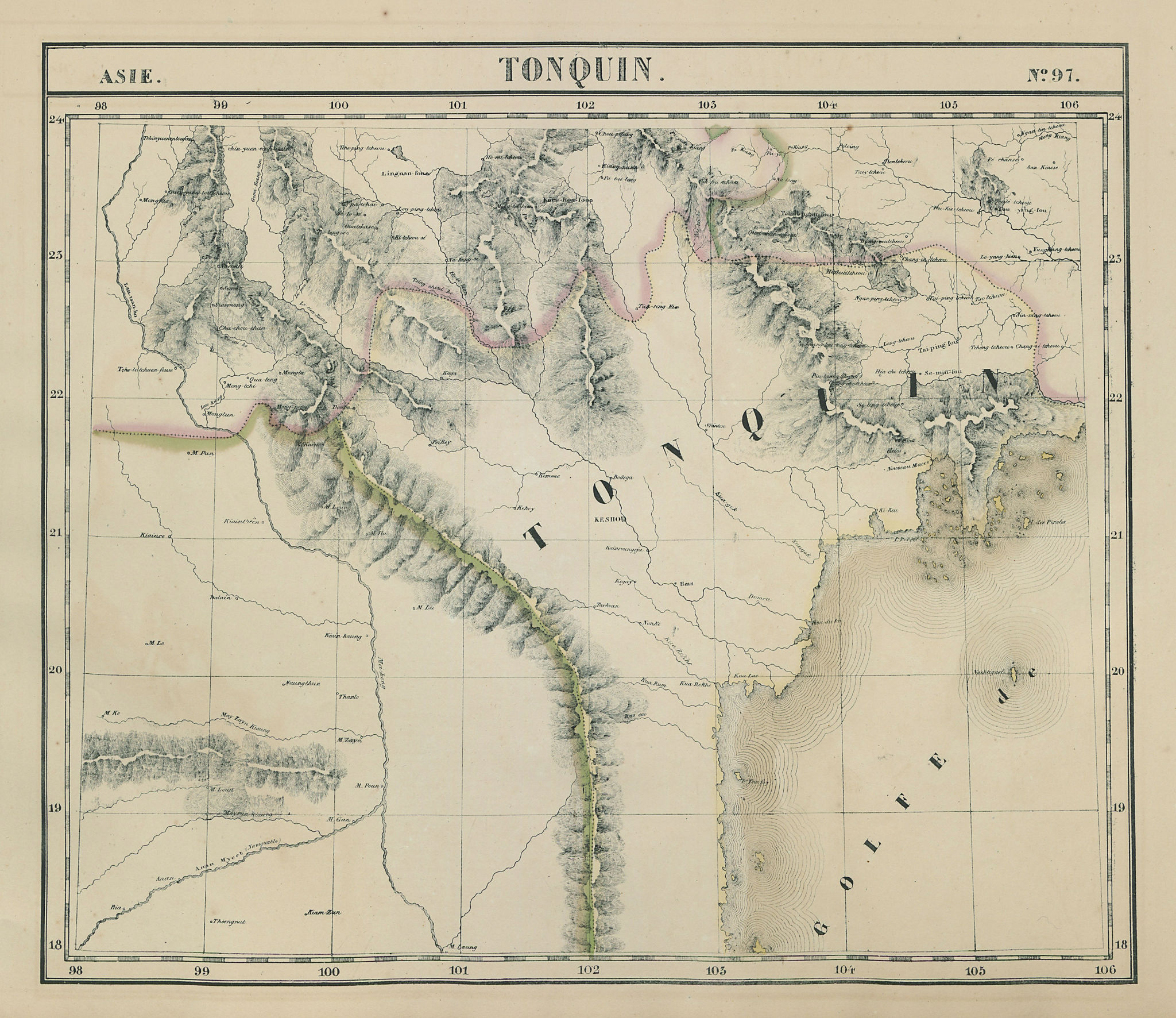 Associate Product Asie. Tonquin #97 Northern Laos & Vietnam. Southern Yunnan VANDERMAELEN 1827 map