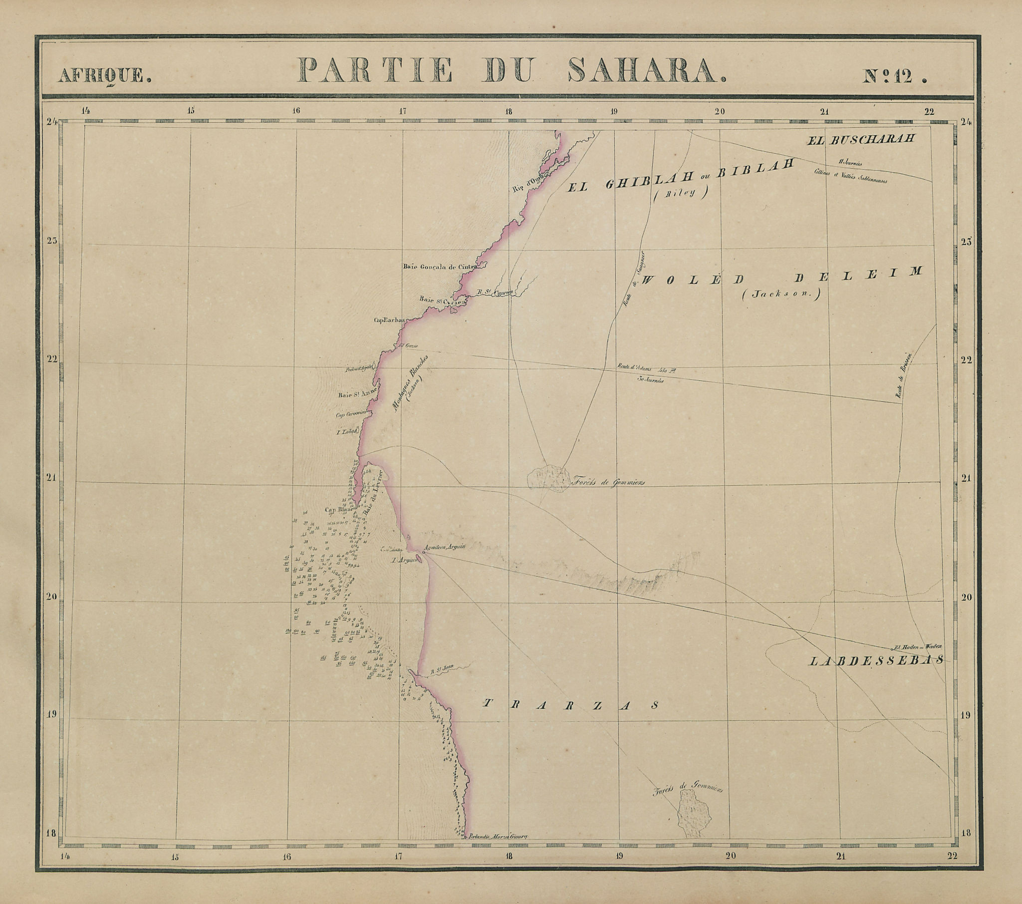 Associate Product Afrique. Partie du Sahara #12. Mauritania. Western Sahara. VANDERMAELEN 1827 map