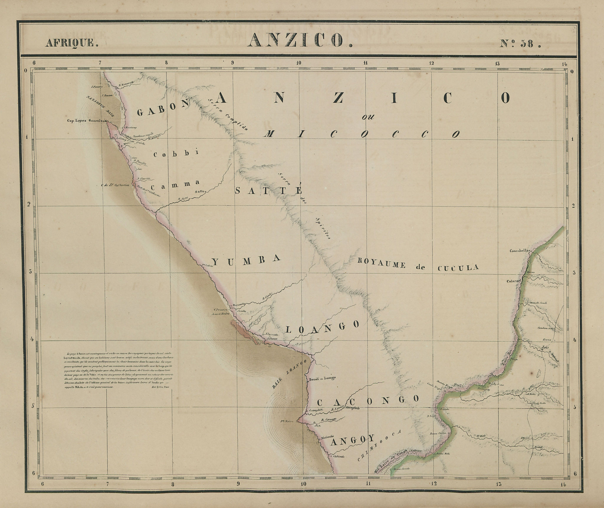 Associate Product Afrique. Anzico #38. Southern Gabon & western Congo. VANDERMAELEN 1827 old map