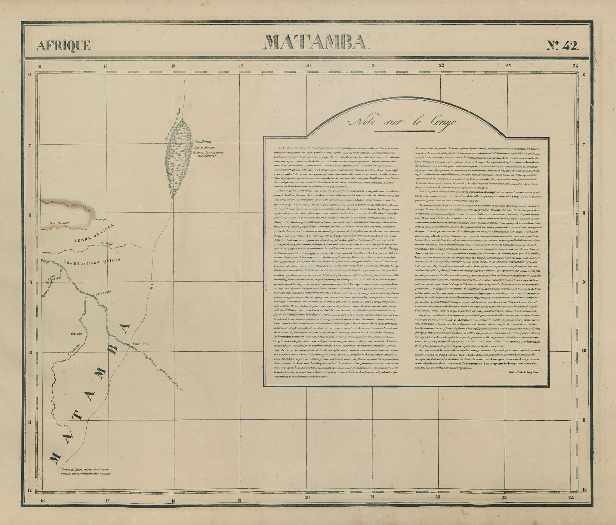 Associate Product Afrique. Matamba #42. Eastern Angola. Upper Cuanza River. VANDERMAELEN 1827 map