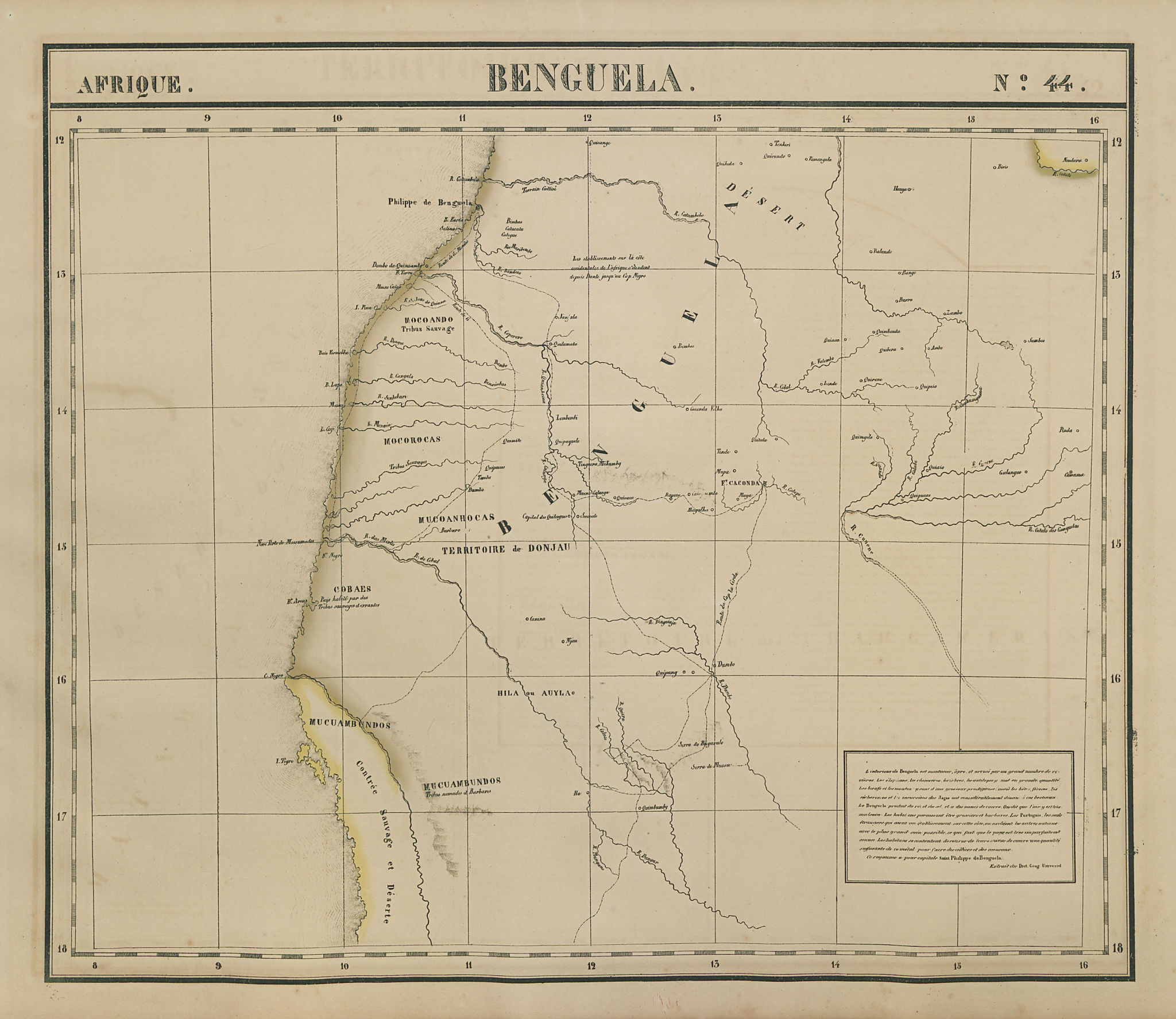 Associate Product Afrique. Benguela #44. Southern Angola & Northern Namibia. VANDERMAELEN 1827 map
