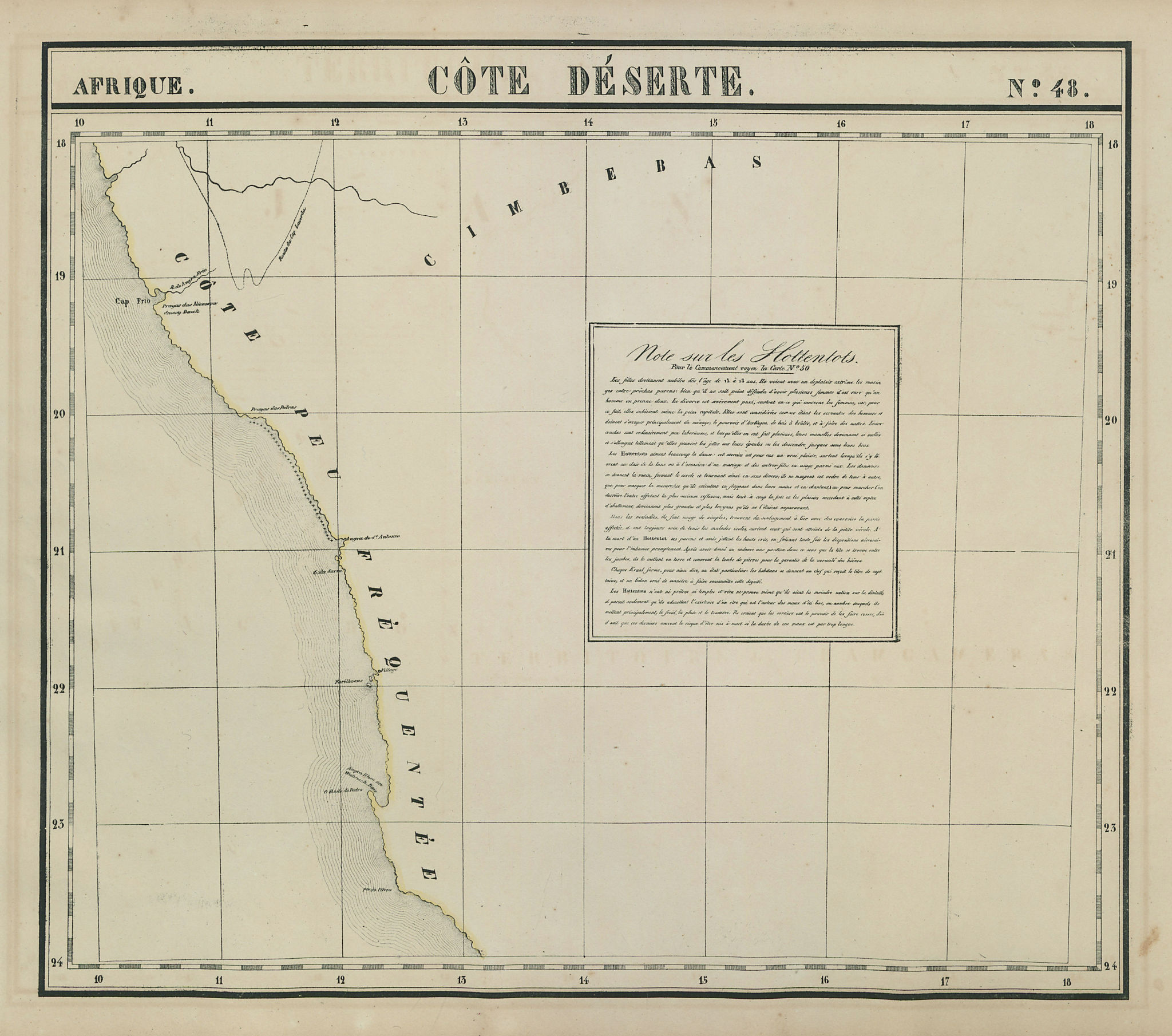 Associate Product Afrique. Côte Déserte #48. Skeleton Coast. Namibia. VANDERMAELEN 1827 old map