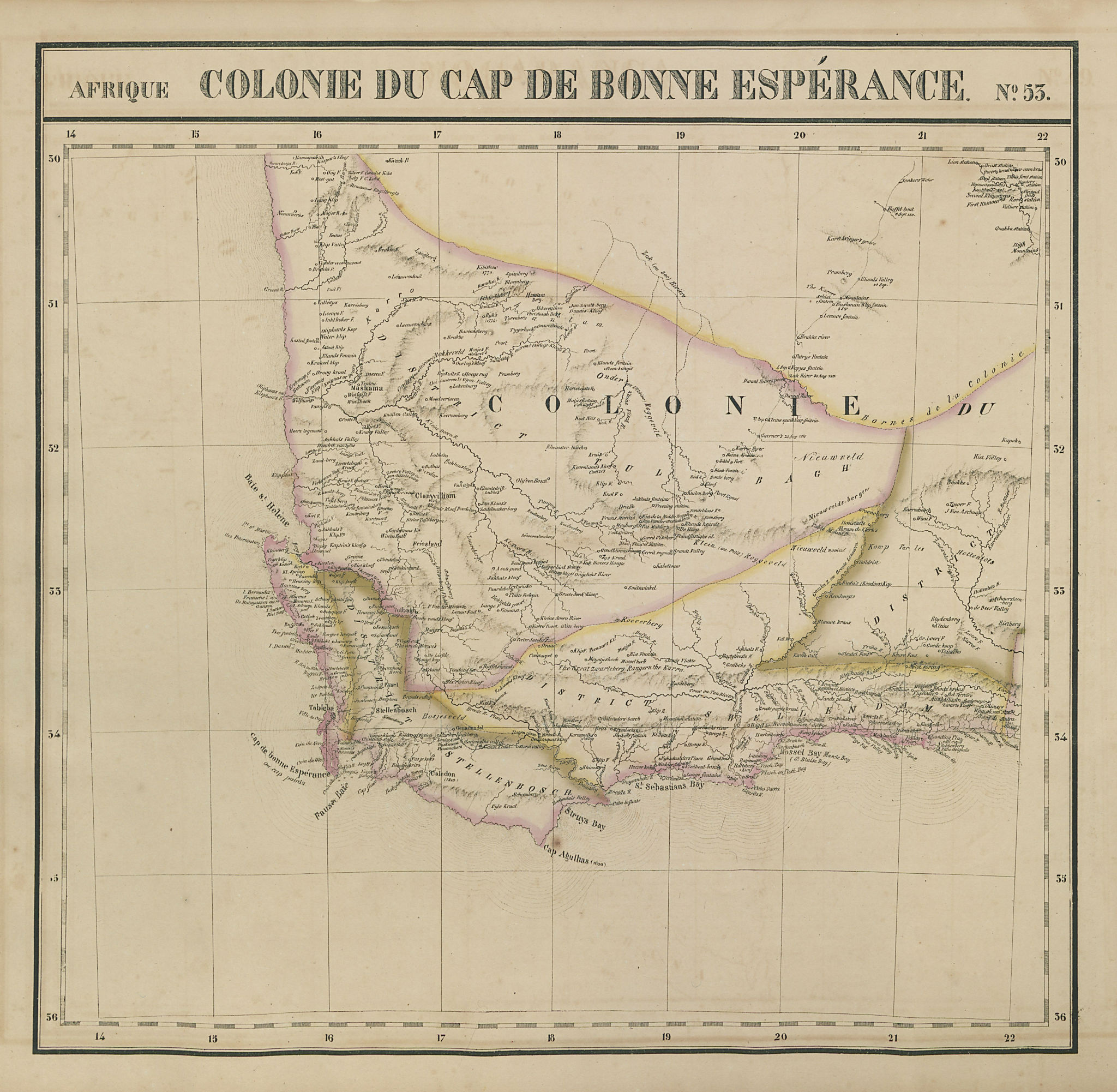 Afrique. Cap de Bonne Espérance #53. South Africa Cape. VANDERMAELEN 1827 map