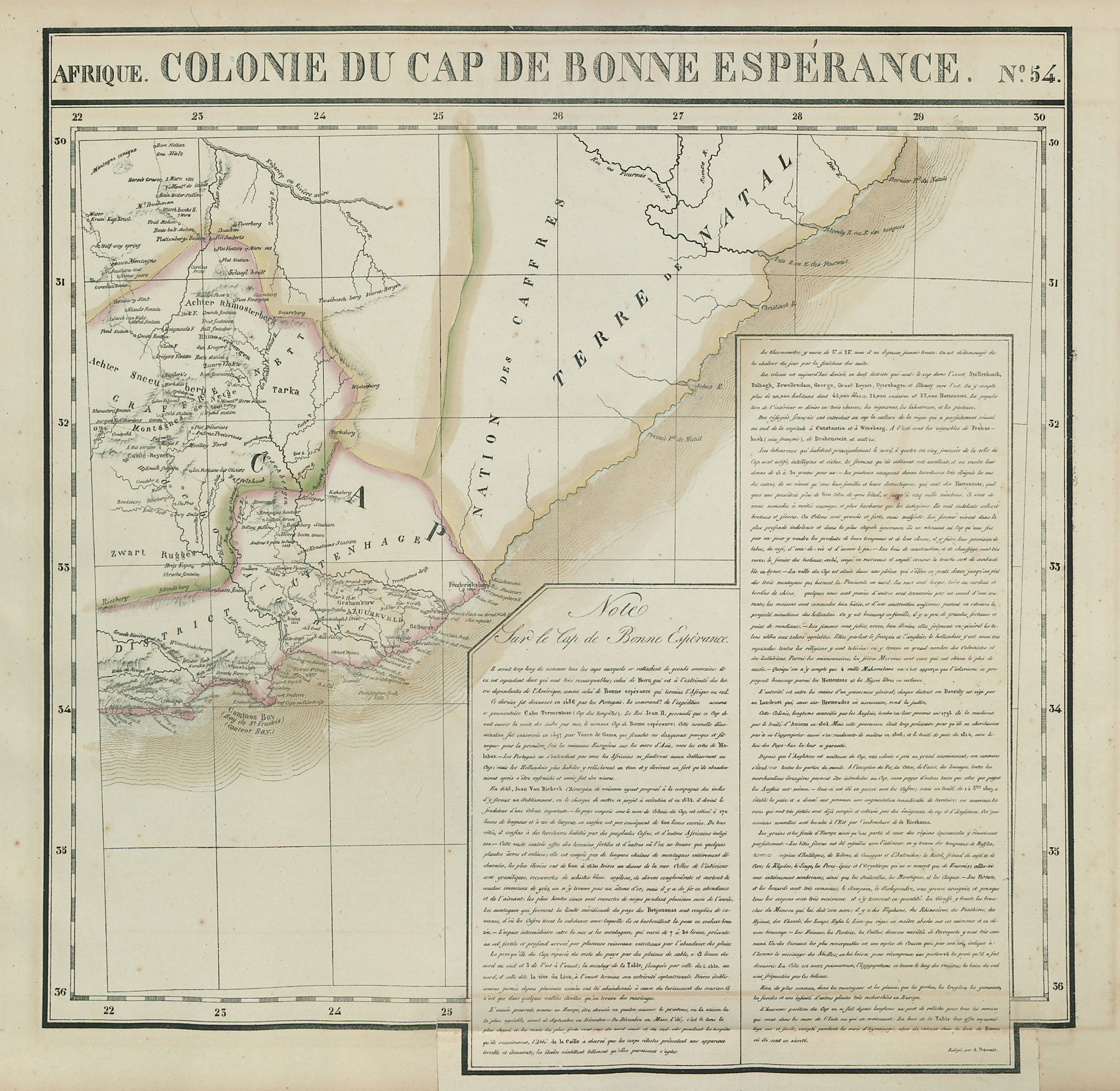 Afrique. Cap de Bonne Espérance #54 South Africa East Cape VANDERMAELEN 1827 map