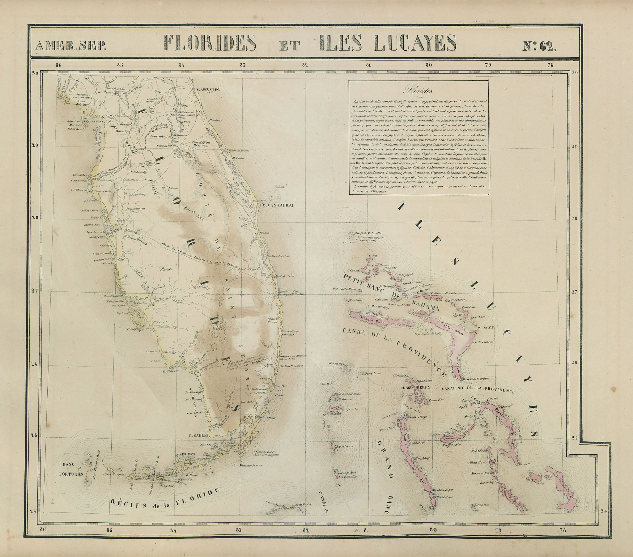 Associate Product Amér. Sep. Florides et Iles Lucayes #62 Florida & Bahamas. VANDERMAELEN 1827 map