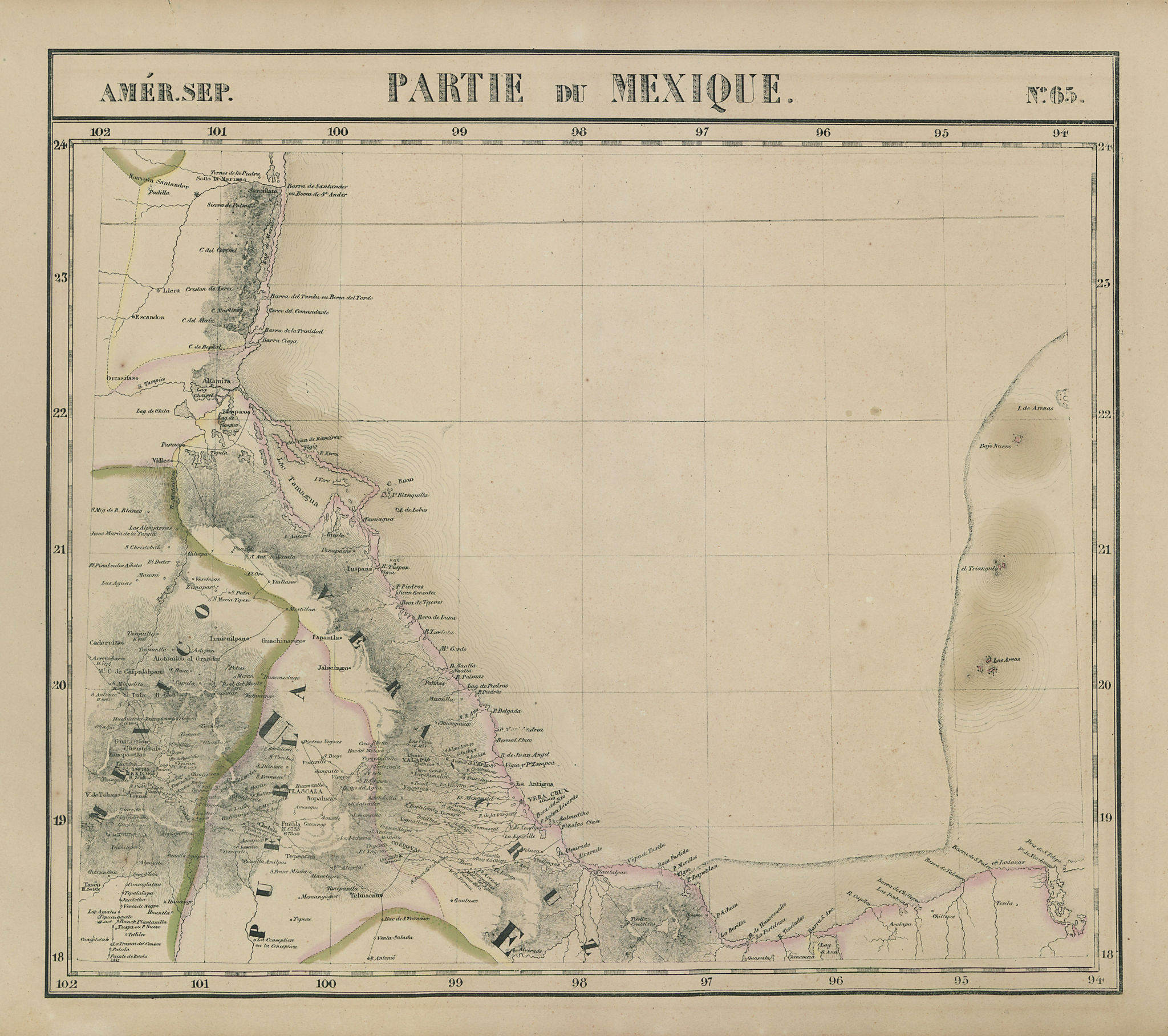 Associate Product Amér. Sep. Partie du Mexique #65 Veracruz. Bay of Campeche VANDERMAELEN 1827 map