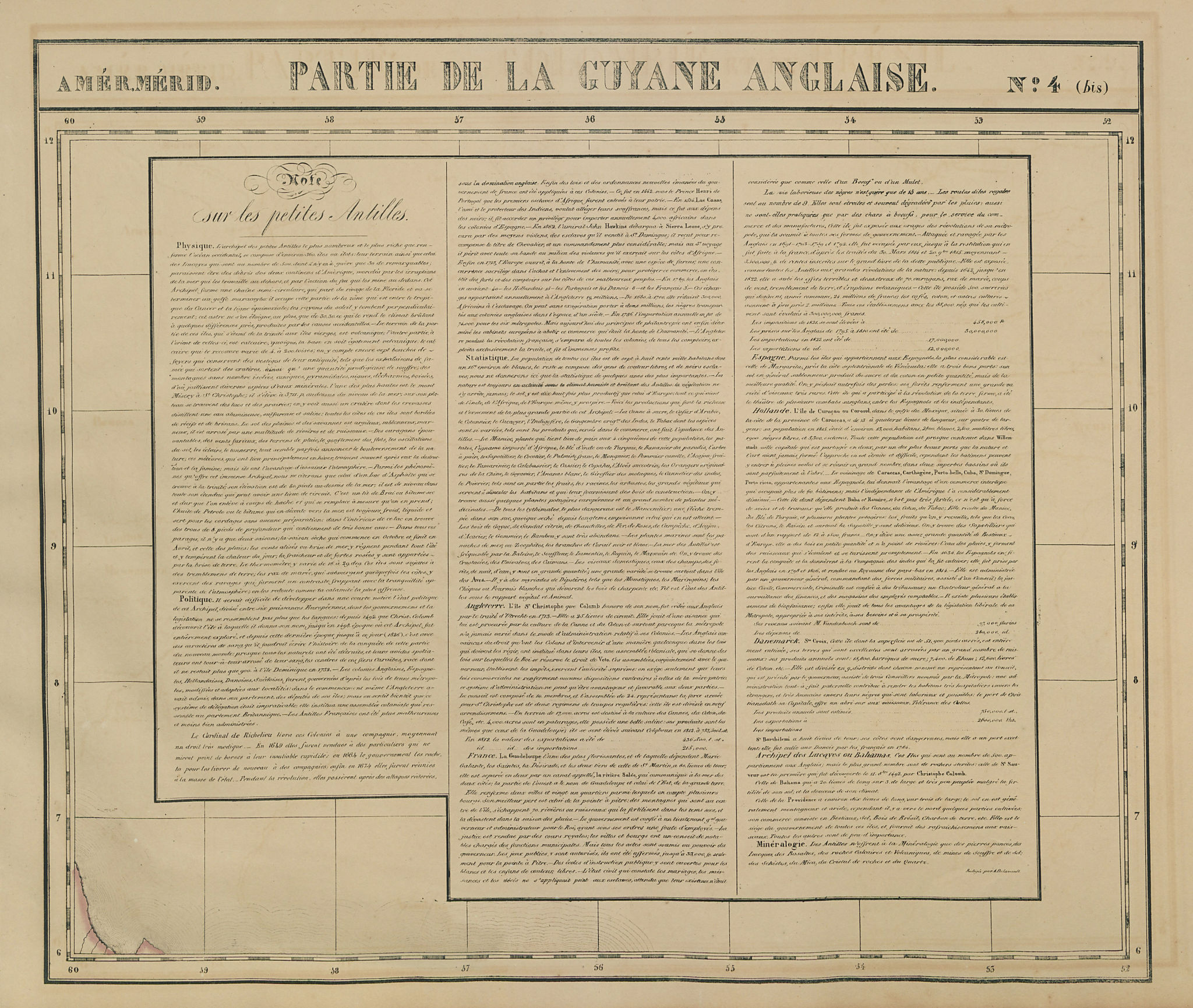 Associate Product Amér. Mér. Guyane Anglaise #4 bis. Guyana Suriname. VANDERMAELEN 1827 old map