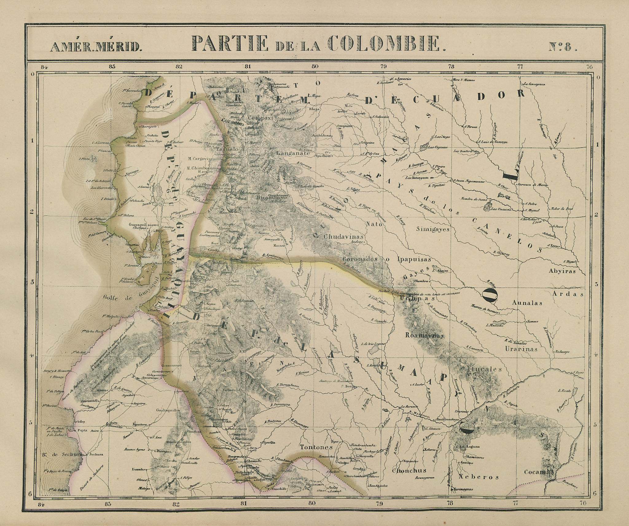 Loja Mountains Ecuador 1885 old antique vintage map plan chart 