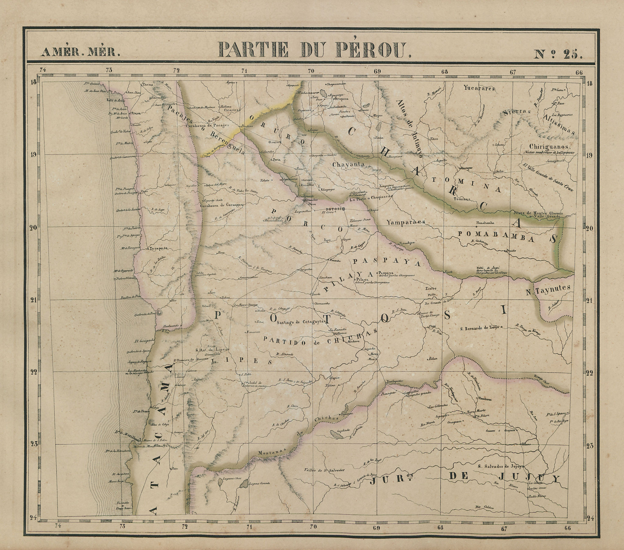 Associate Product Amér Mér Pérou 25 North Chile. Jujuy Argentina. SW Bolivia VANDERMAELEN 1827 map