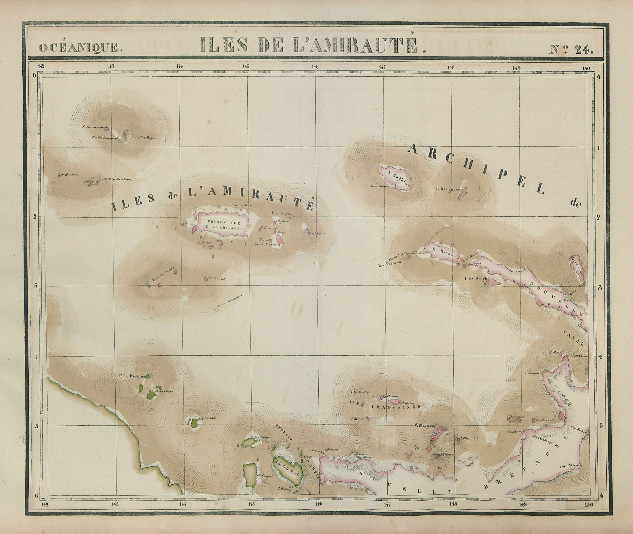 Océanique. Iles de l'Amirauté #24. Bismarck Archipelago. VANDERMAELEN 1827 map