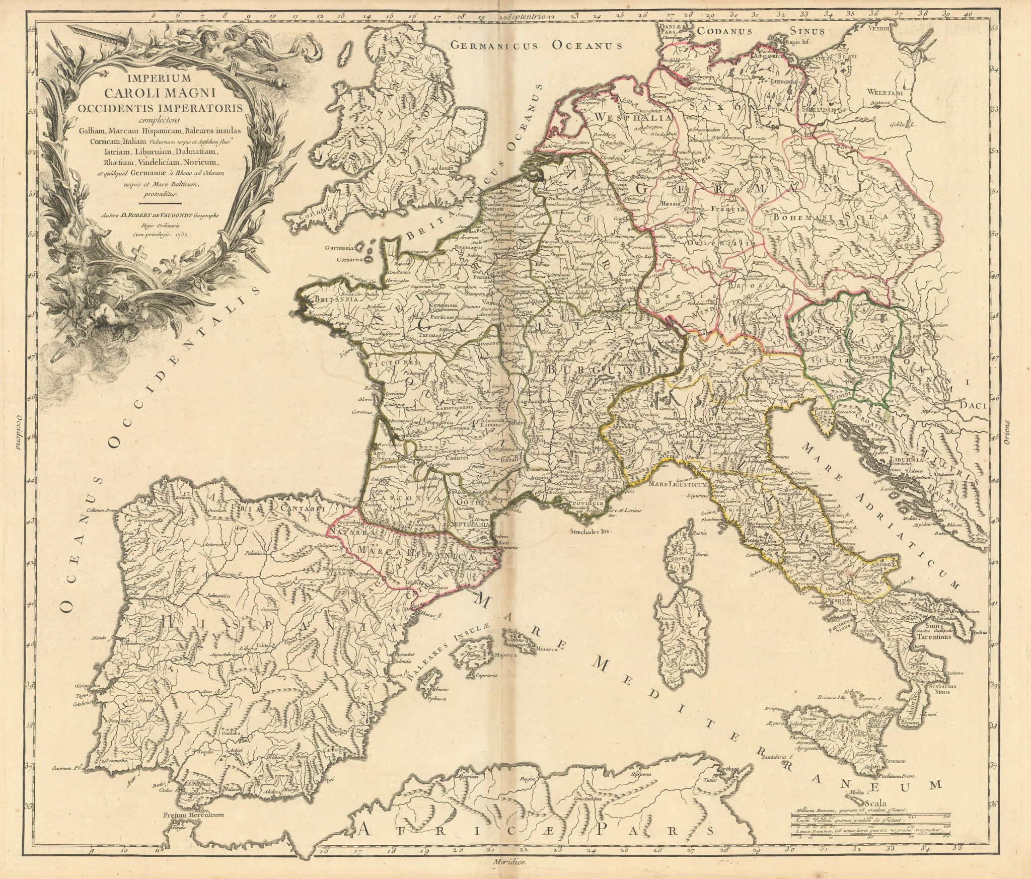 Associate Product "Imperium Caroli Magni…" Western Europe. Carolingian Empire. VAUGONDY 1752 map