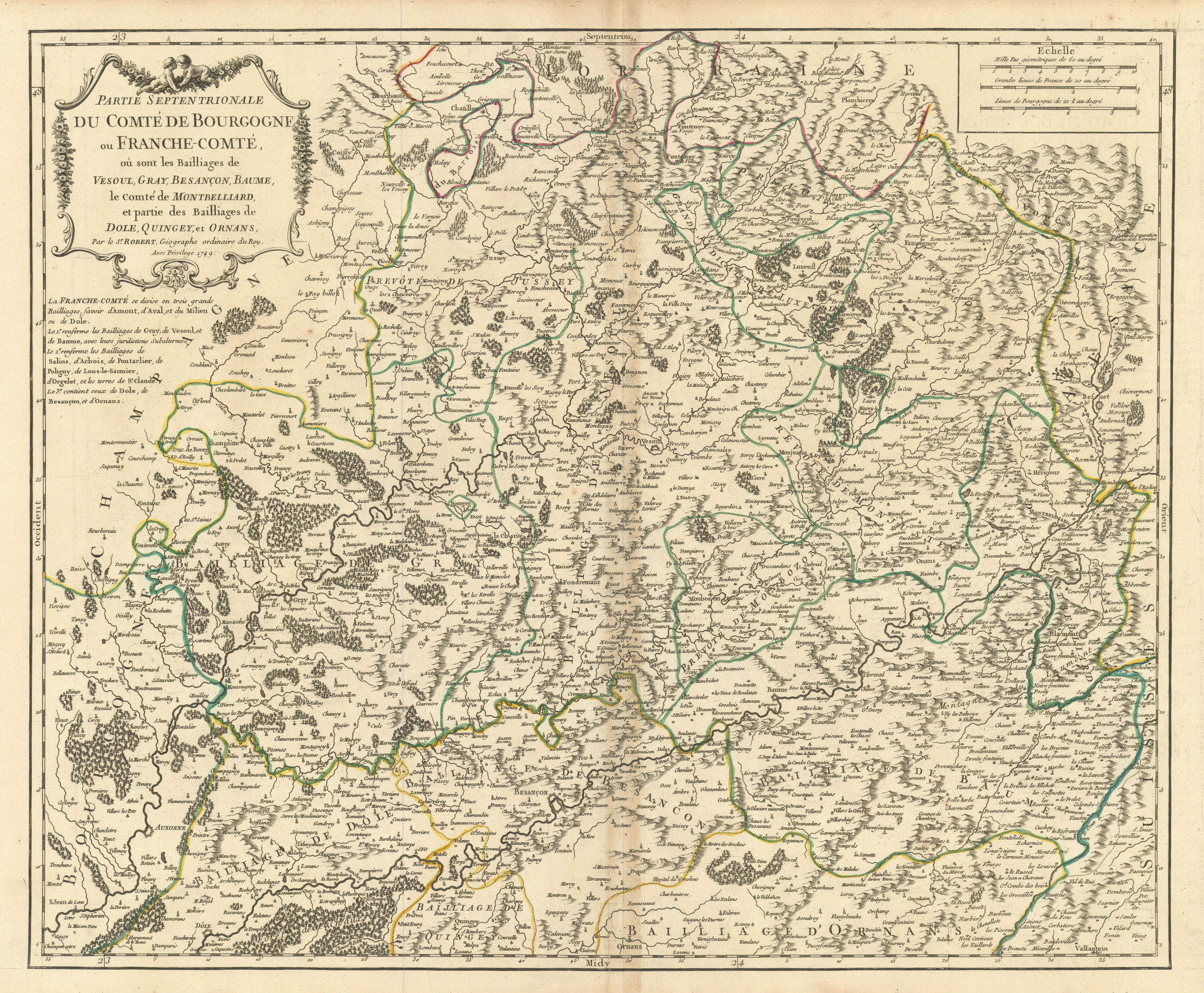 Associate Product Partie Septentrionale… de Bourgogne ou Franche-Comté Hte Saône VAUGONDY 1749 map