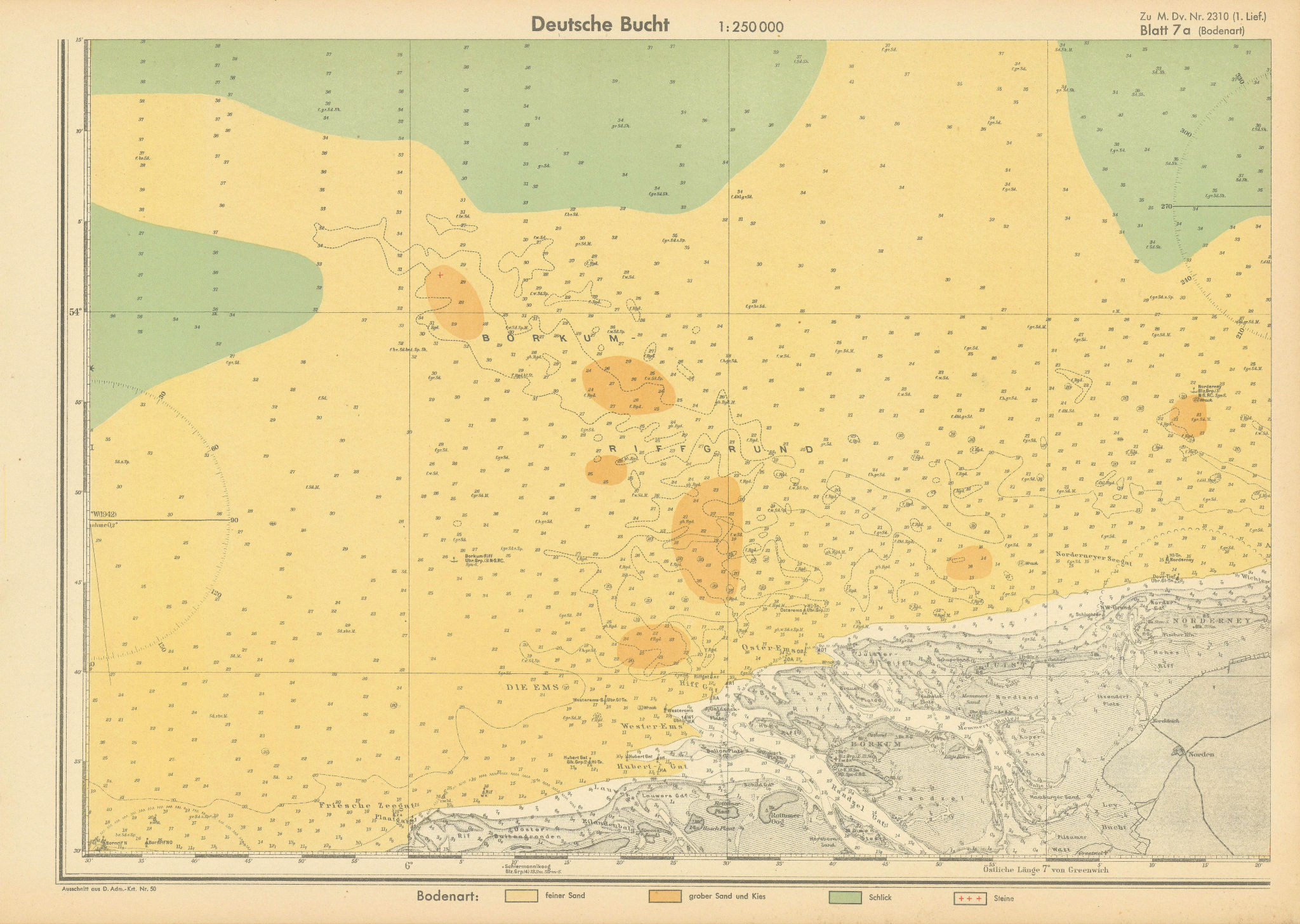 7a. Frisian/Wadden Islands. NL Lower Saxony. KRIEGSMARINE Nazi map 1940