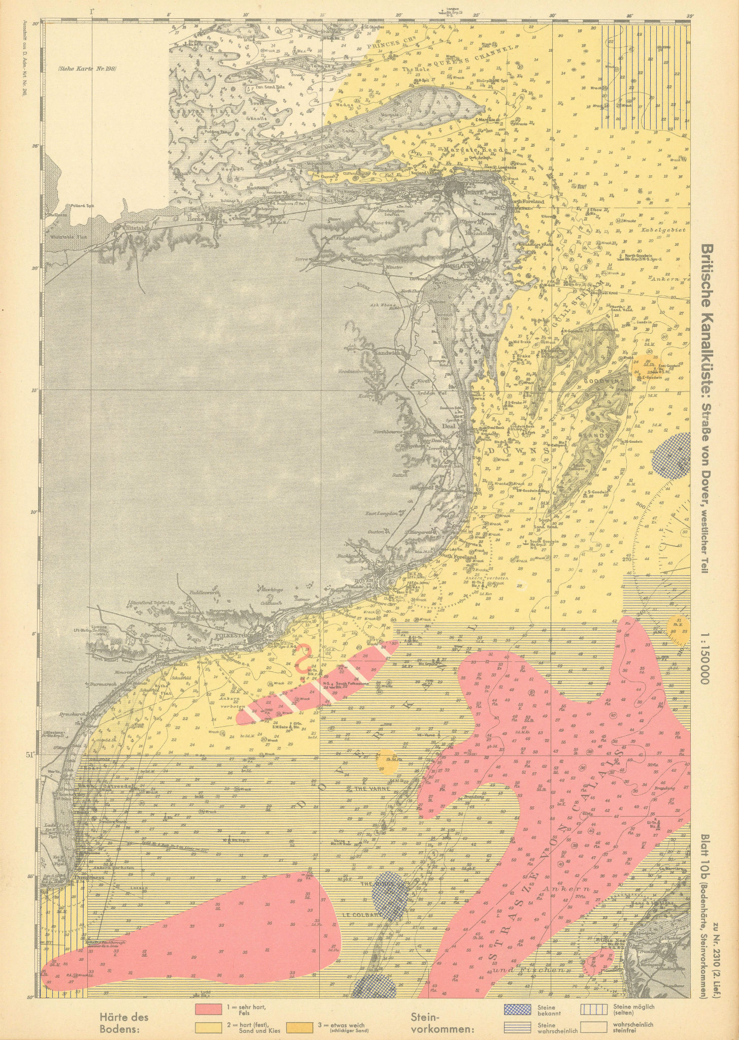 10b. East Kent. English Channel. Dover Strait. KRIEGSMARINE Nazi map 1940