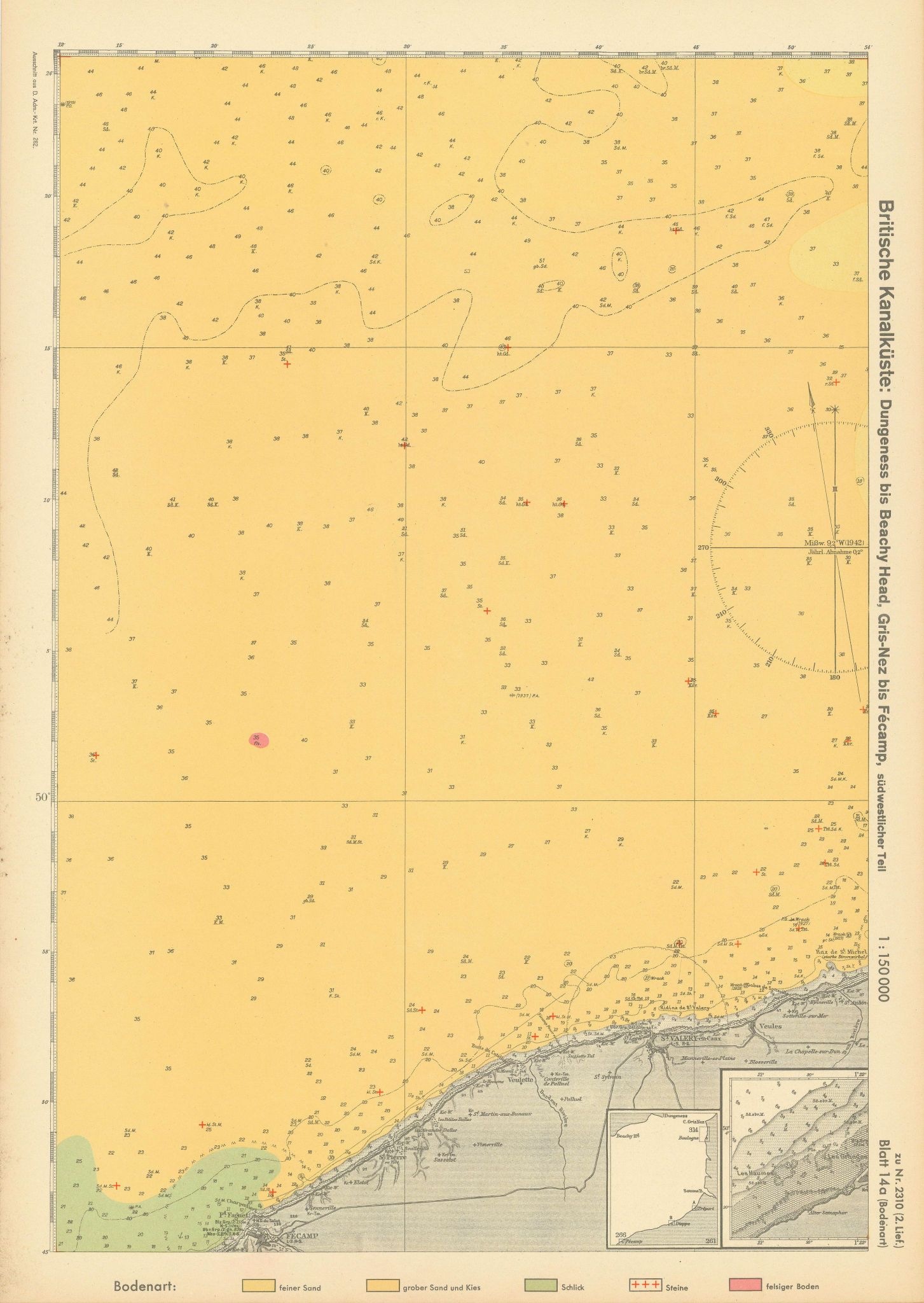 14a. English Channel Coast. Fécamp. Seine-Maritime. KRIEGSMARINE Nazi map 1940