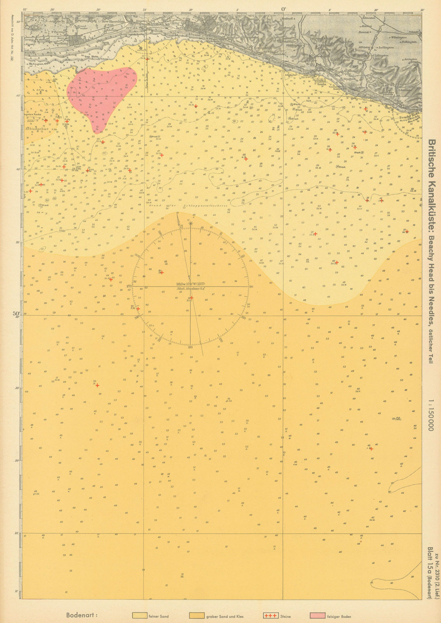 15a English Channel Coast Beachy Head Brighton Sussex KRIEGSMARINE Nazi map 1940