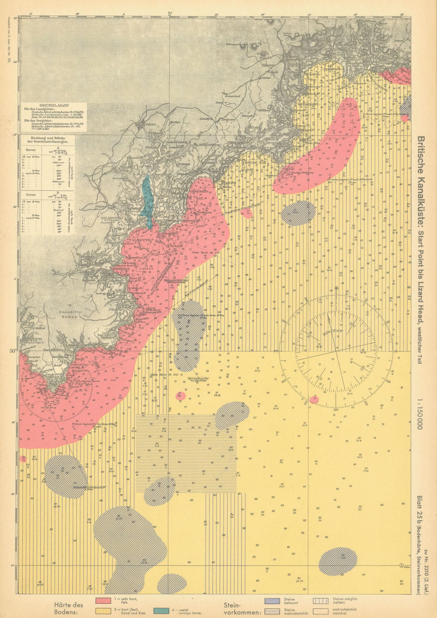 25b. English Channel Coast. Fowey Falmouth Cornwall. KRIEGSMARINE Nazi map 1940