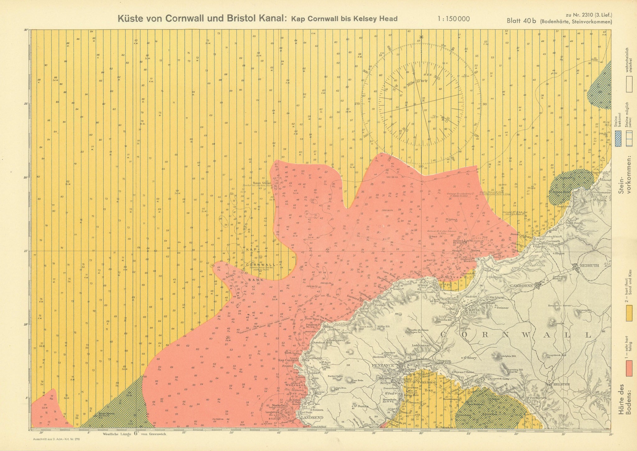 40b. Cornwall coast. Lands End St Ives Penzance. KRIEGSMARINE Nazi map 1940