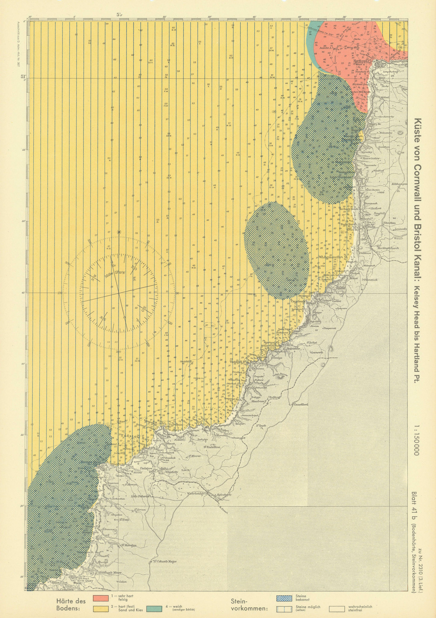 Associate Product 41b. North Cornwall Devon coast. Padstow Hartland Pt. KRIEGSMARINE Nazi map 1940