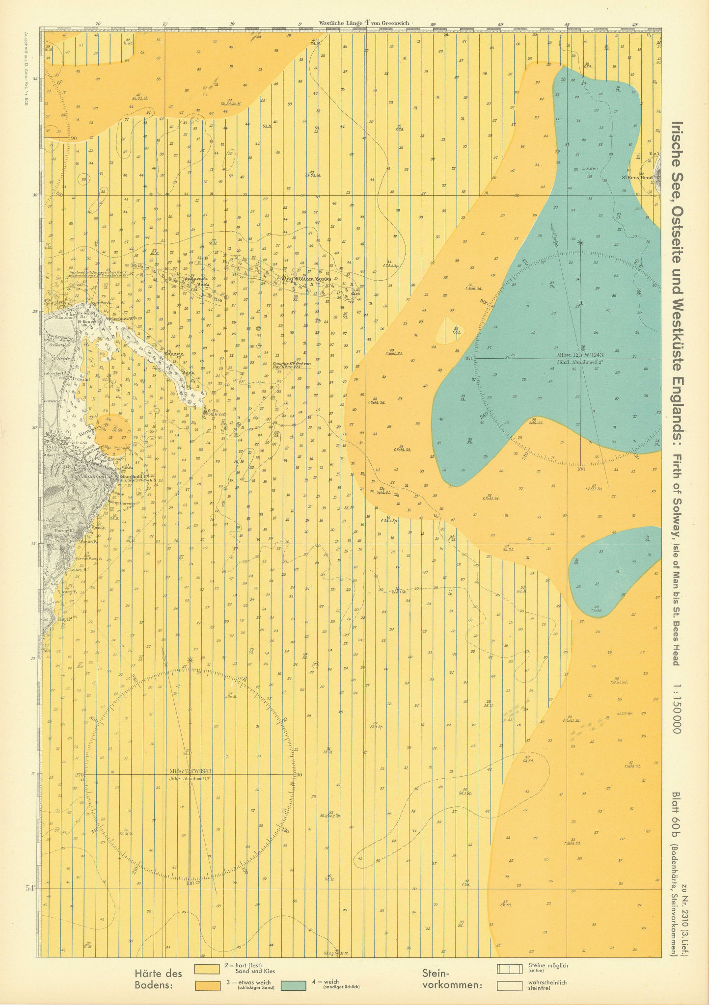 60b. Isle of Man north east. Ramsey Bay. Ayre Point. KRIEGSMARINE Nazi map 1940