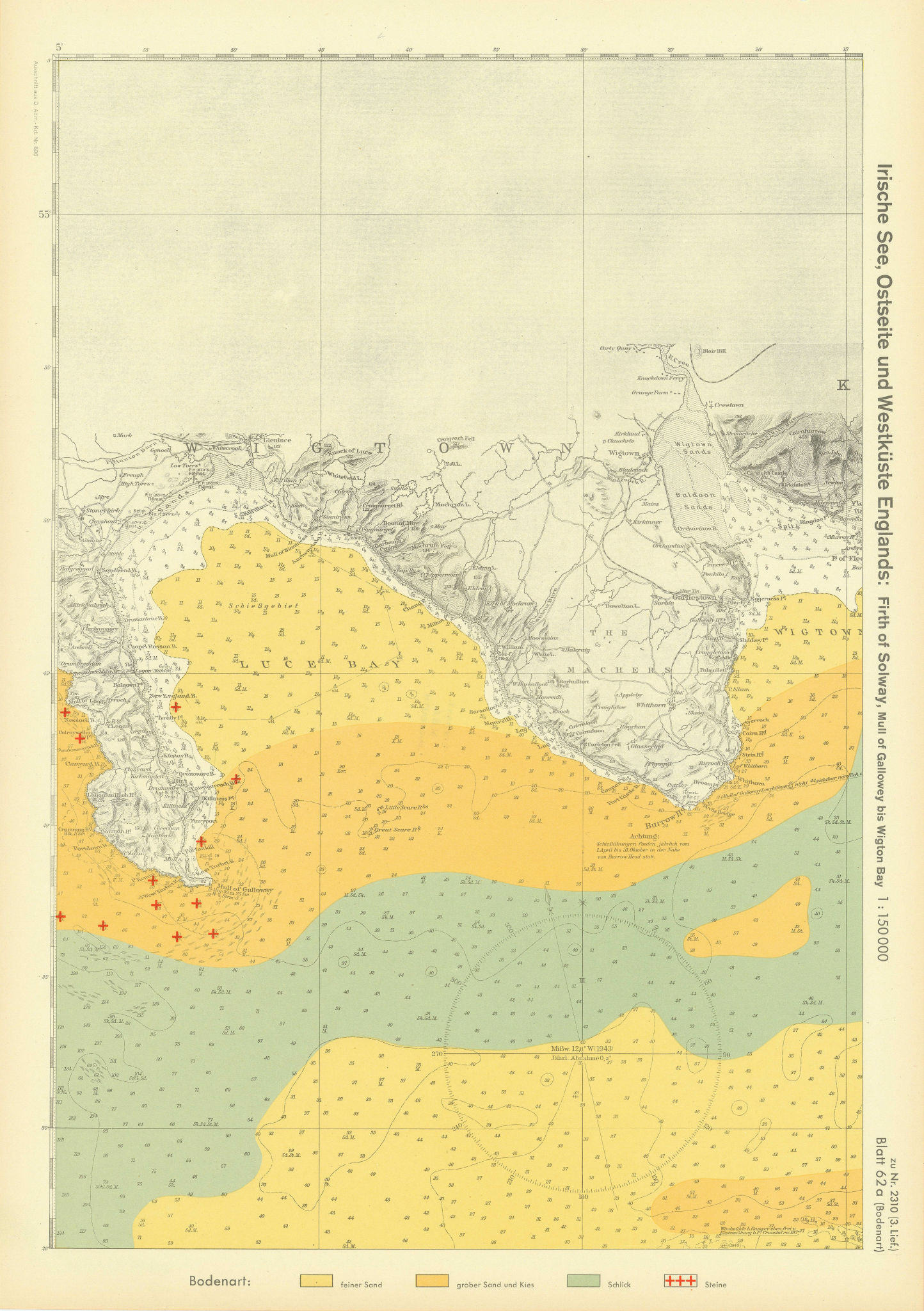 62a. Wigtownshire Luce Bay Machars Rhins of Galloway. KRIEGSMARINE Nazi map 1940