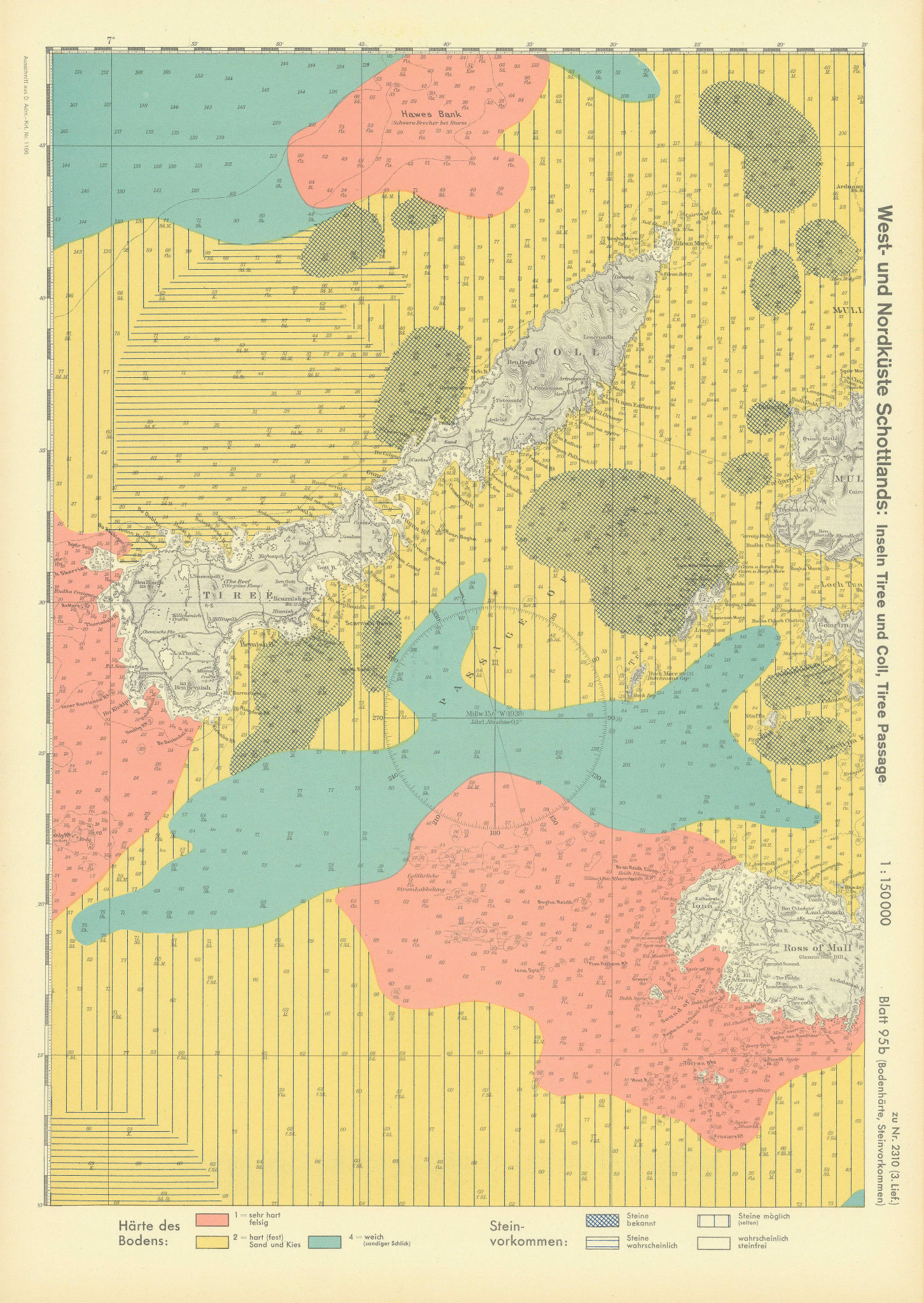 95b. Tiree passage Coll Iona Mull. Scotland. KRIEGSMARINE Nazi map 1940
