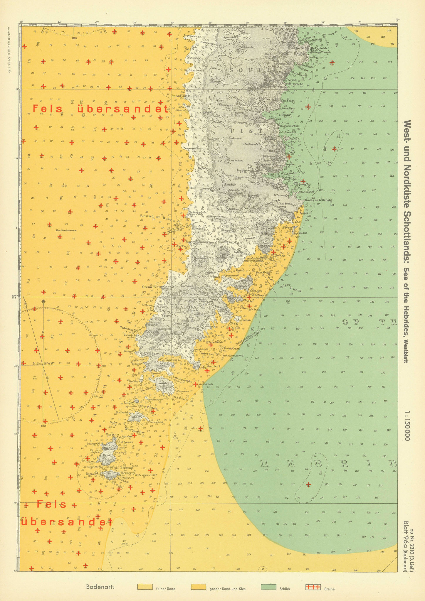 96a. South Uist Barra Bishop's Isles Hebrides. KRIEGSMARINE Nazi map 1940
