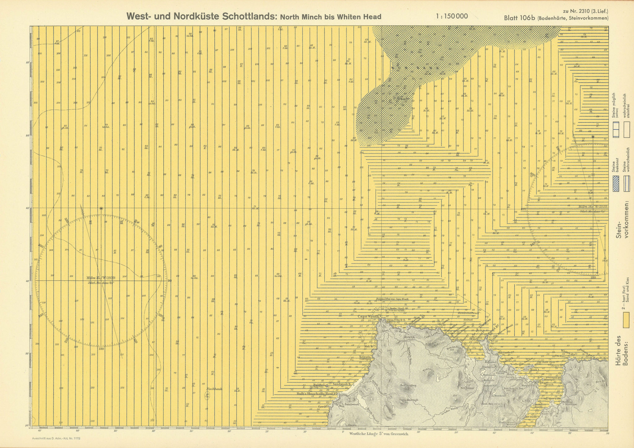 106b. Sutherland Coast. Cape Wrath. Scotland. KRIEGSMARINE Nazi map 1940