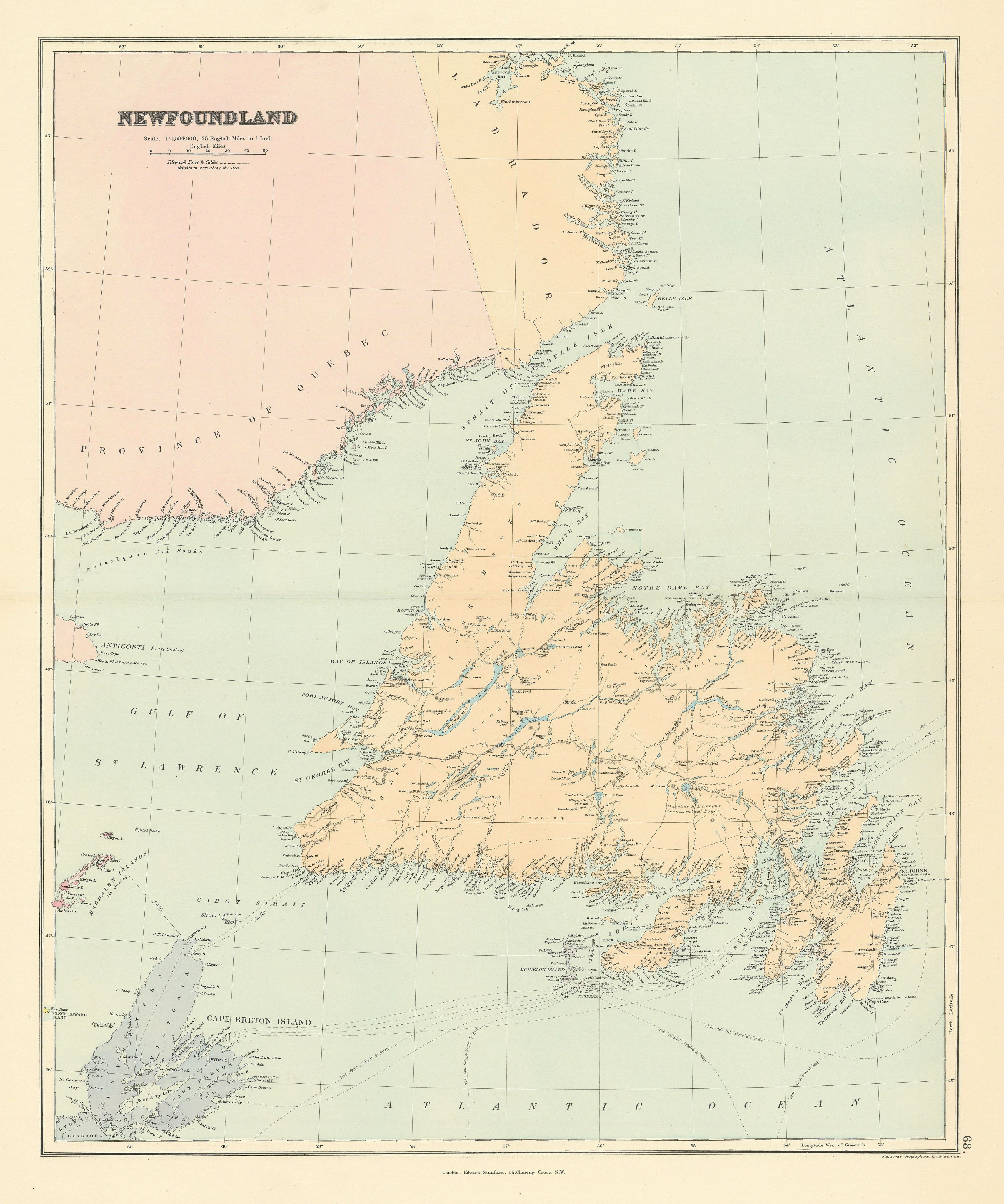 Associate Product Newfoundland Labrador Cape Breton Island St Pierre & Miquelon STANFORD 1887 map
