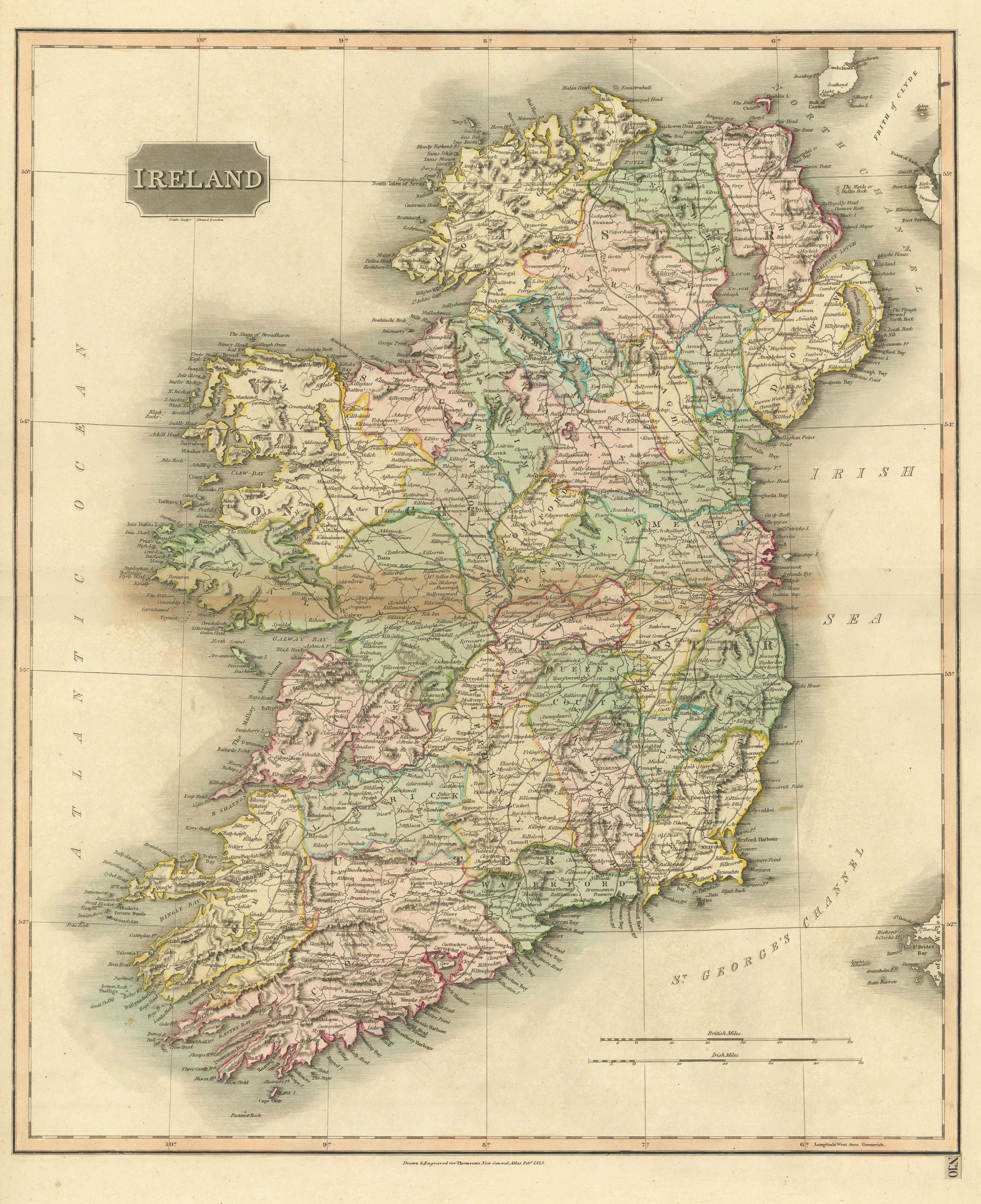 Associate Product "Ireland" by John Thomson. Coach roads 1817 old antique vintage map plan chart