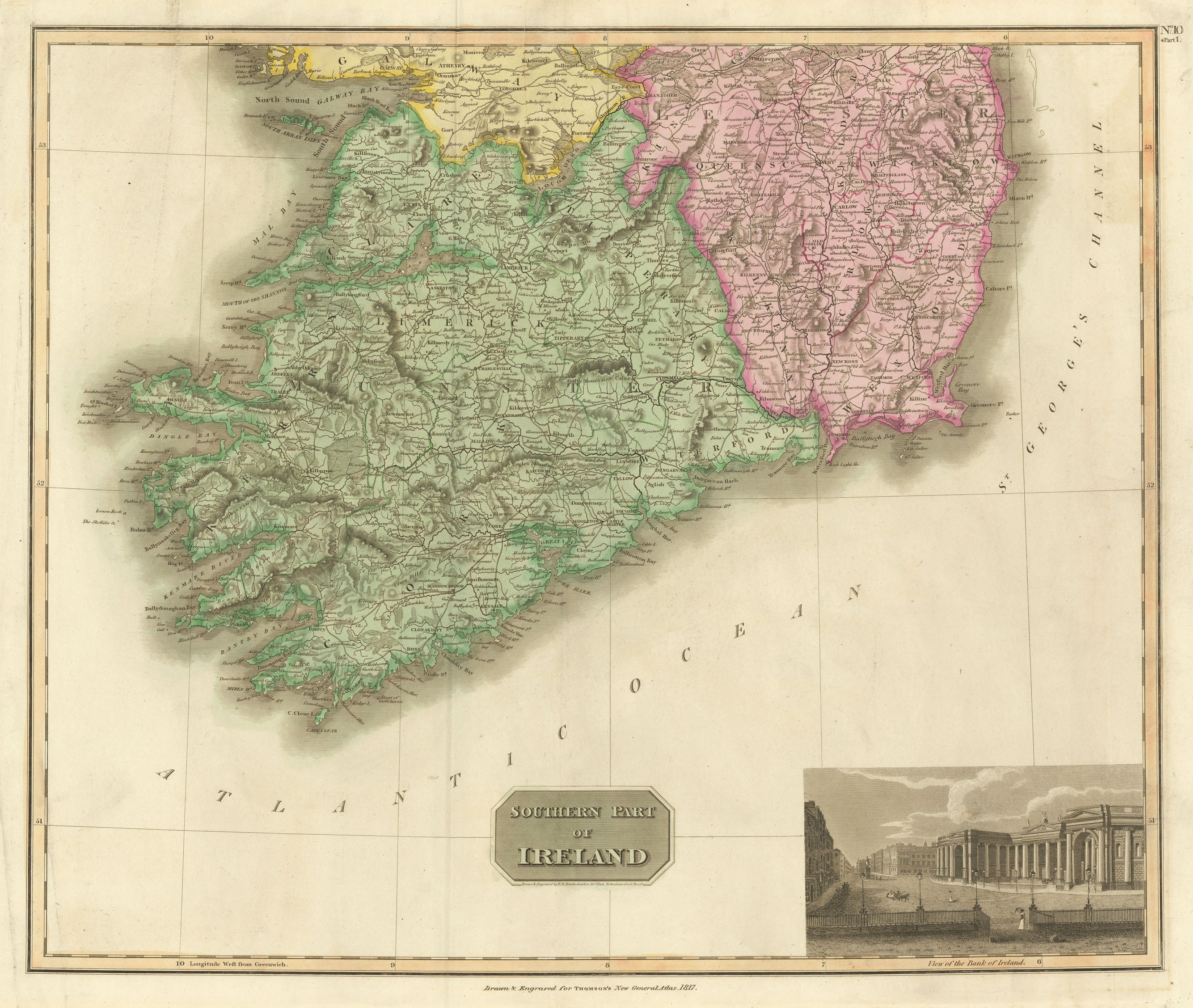 Associate Product Southern part of Ireland. Munster Leinster. Coach roads. THOMSON 1817 old map