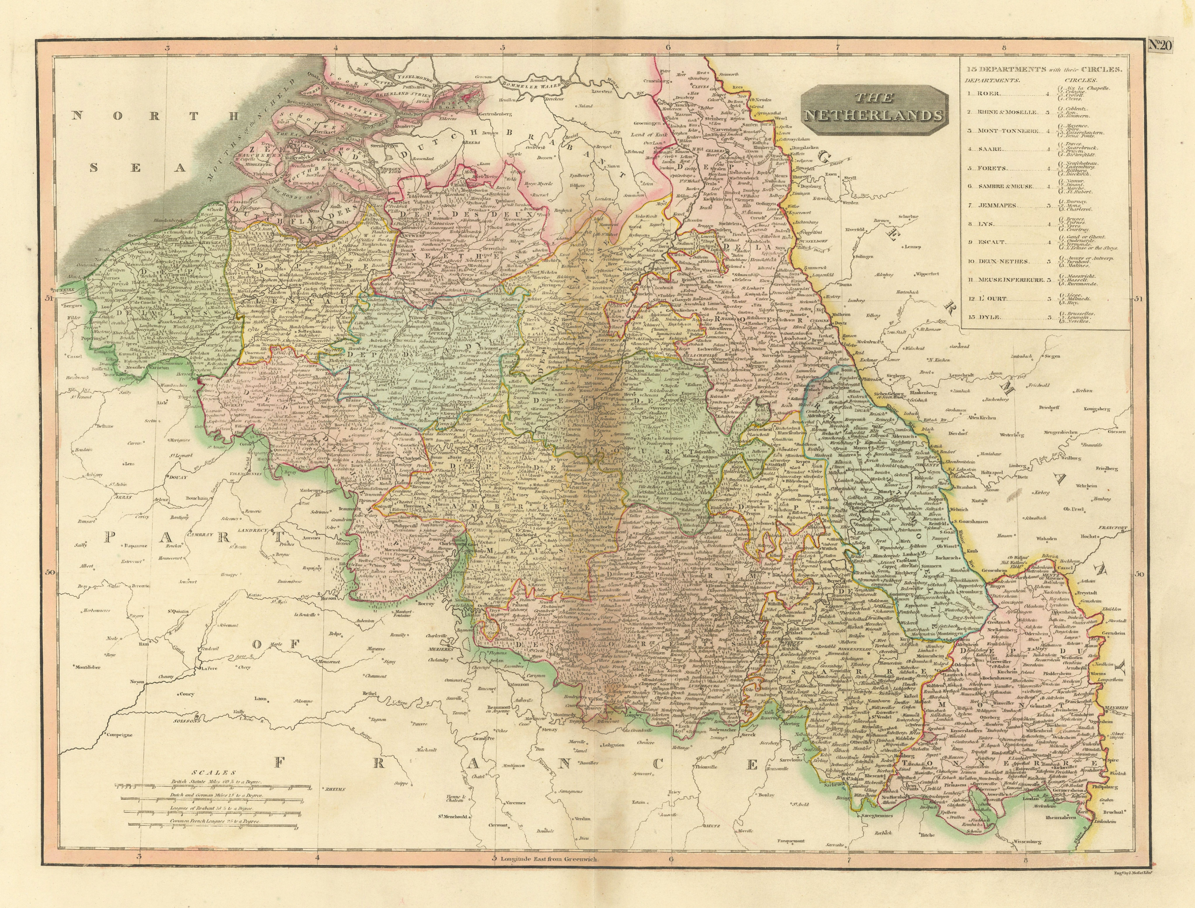 Associate Product "The Netherlands". French-ruled Belgium with 13 Départements. THOMSON 1817 map
