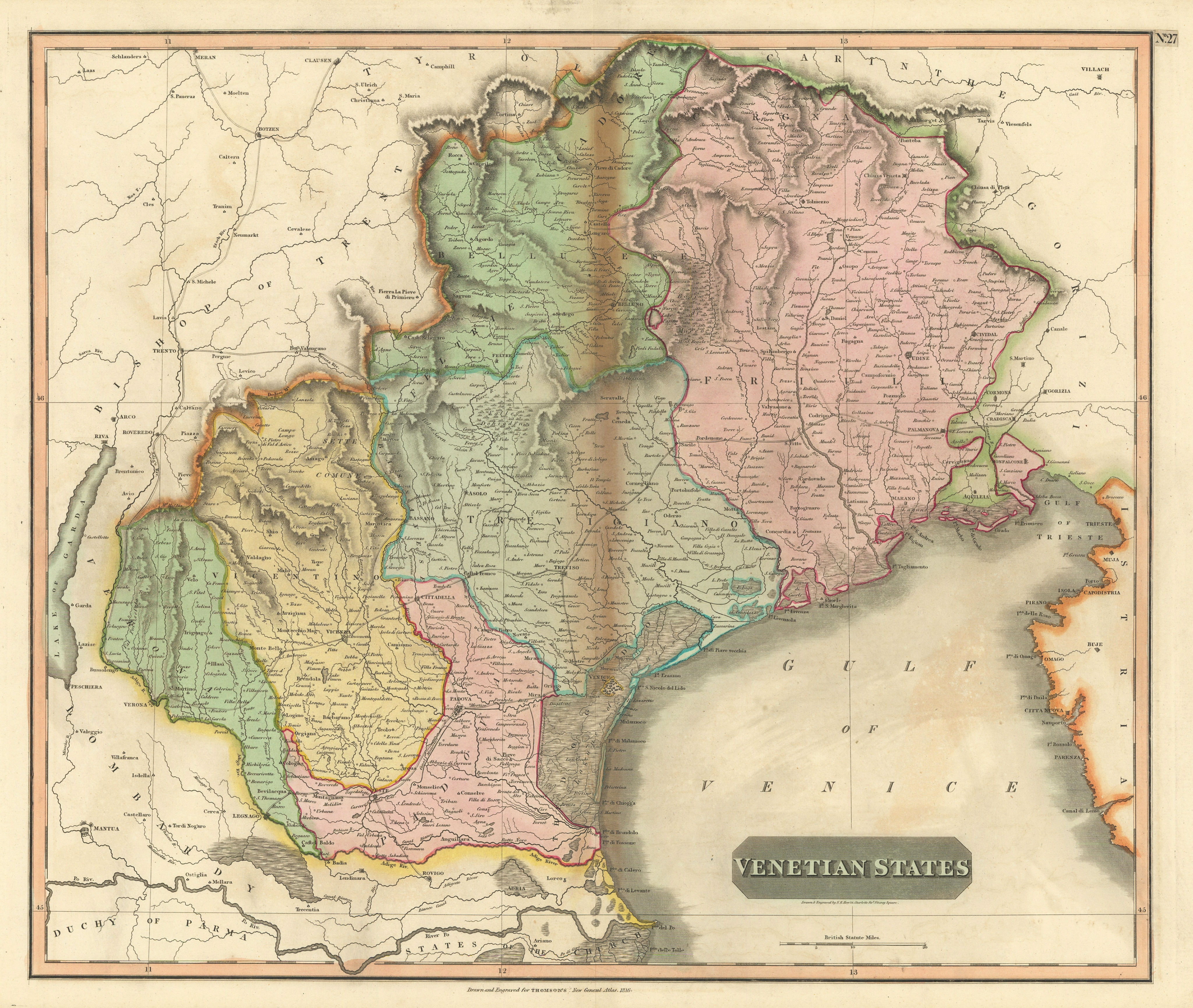 Associate Product "Venetian States". Republic of Venice, Italy. Veneto & Friuli. THOMSON 1817 map